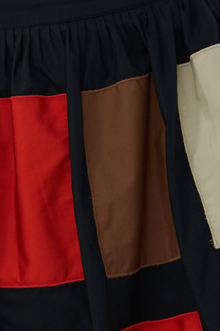 ATELIER RIVIERA BLACK POPLIN SKIRT AND TOP CO-ORD SET WITH FABRIC PATCHWORK