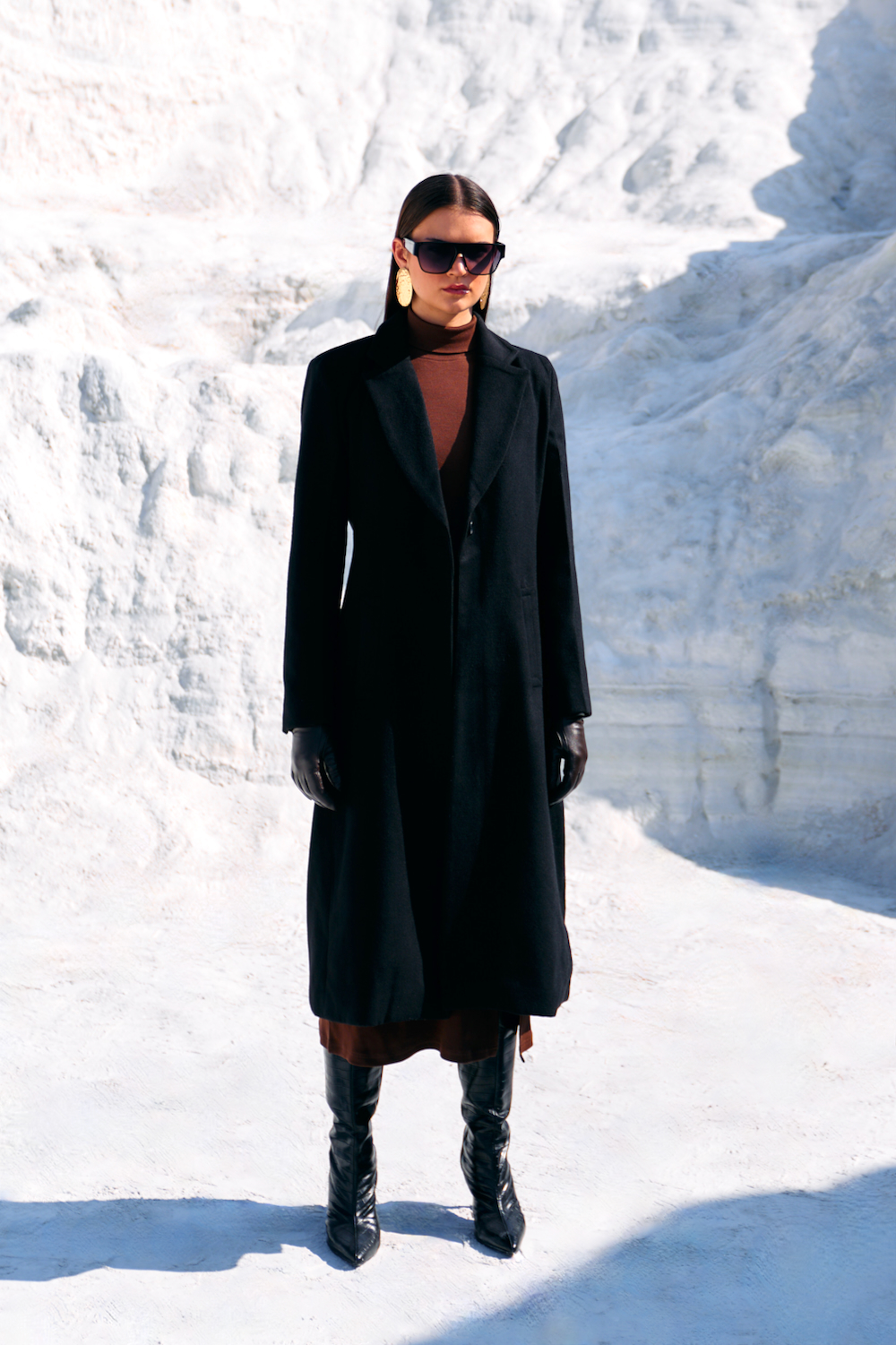 MATERIAL GIRL COAL BLACK COLOR FELT FABRIC WINTER LONG JACKET