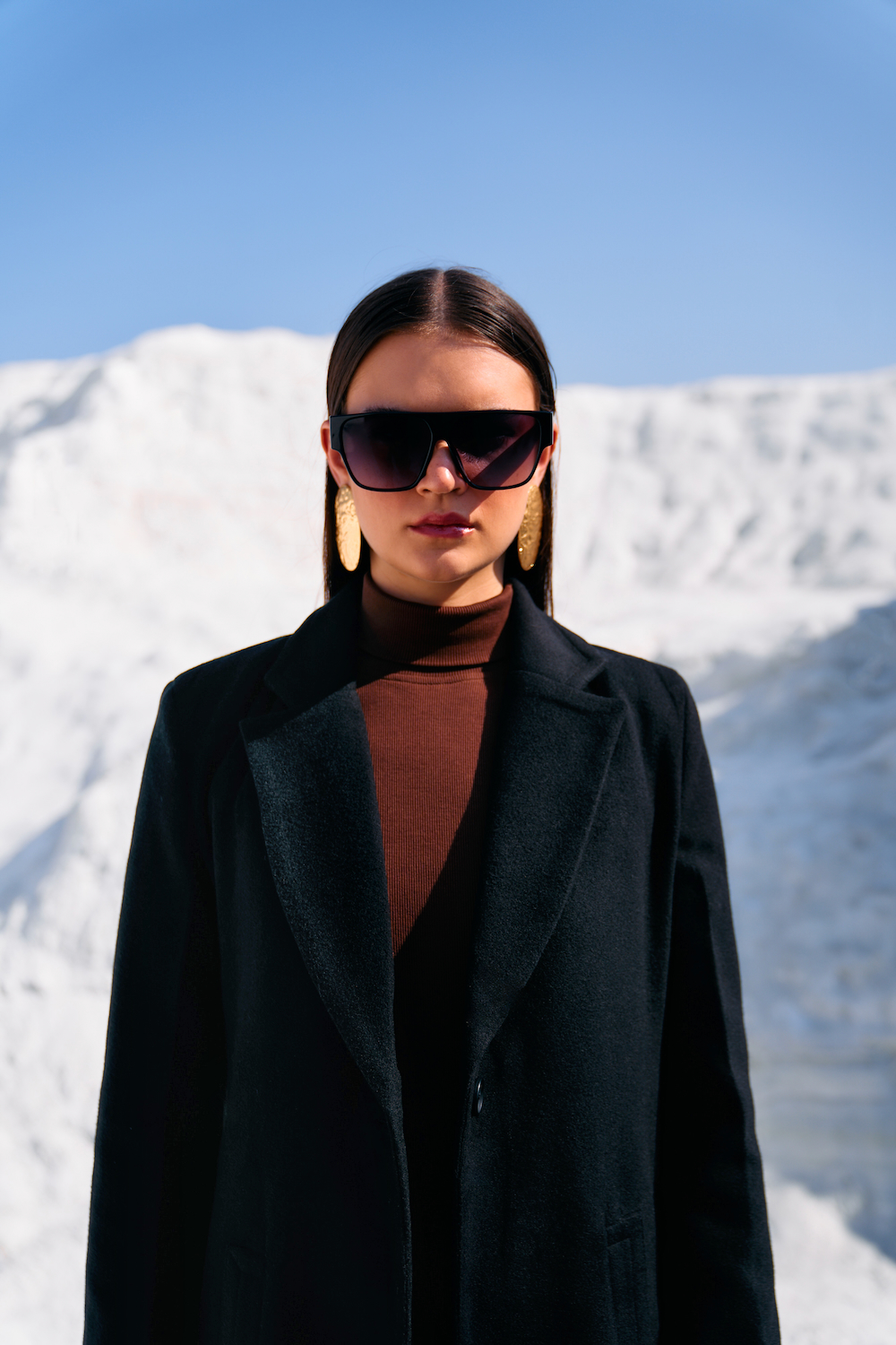 MATERIAL GIRL COAL BLACK COLOR FELT FABRIC WINTER LONG JACKET