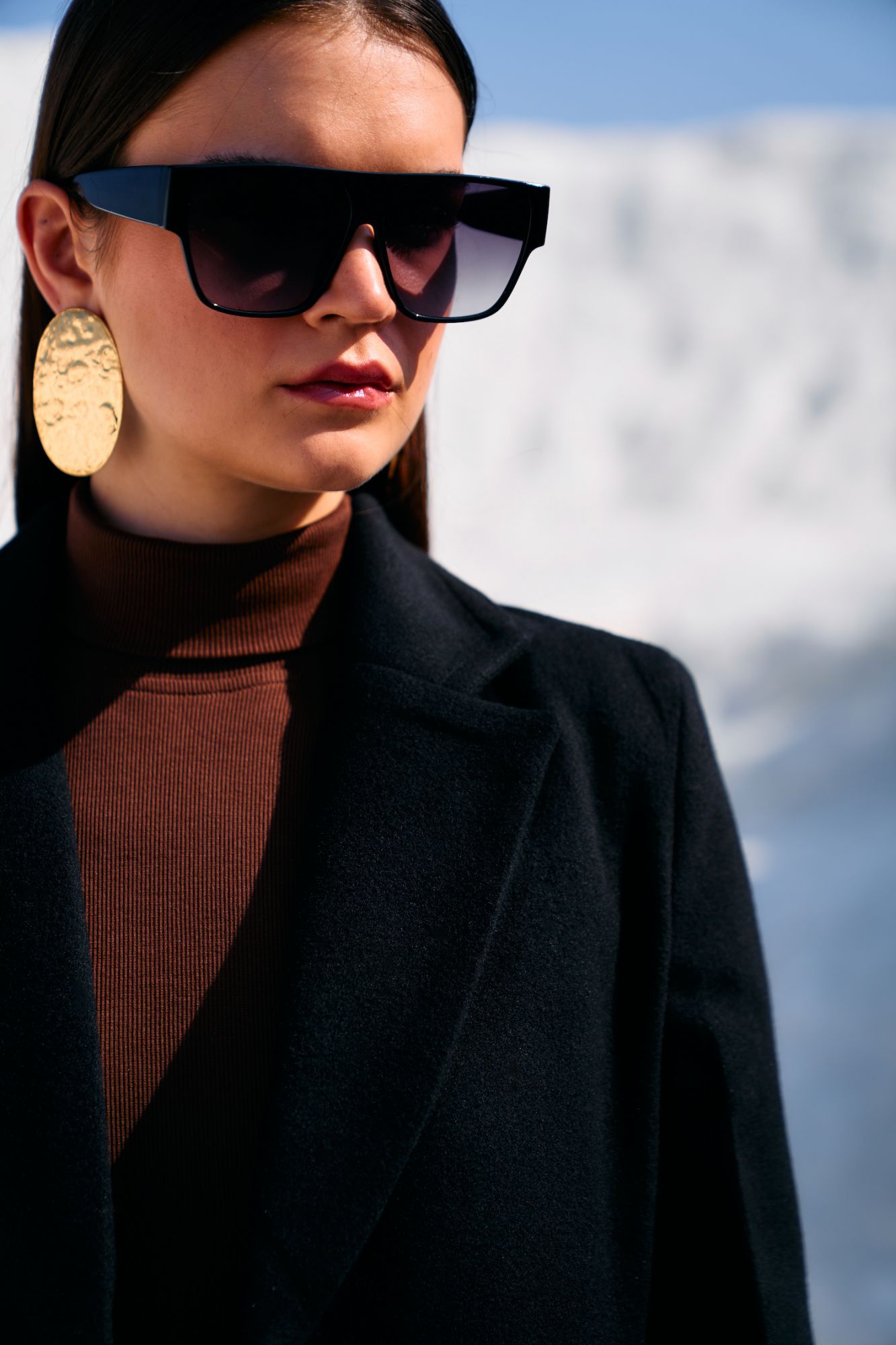 MATERIAL GIRL COAL BLACK COLOR FELT FABRIC WINTER LONG JACKET