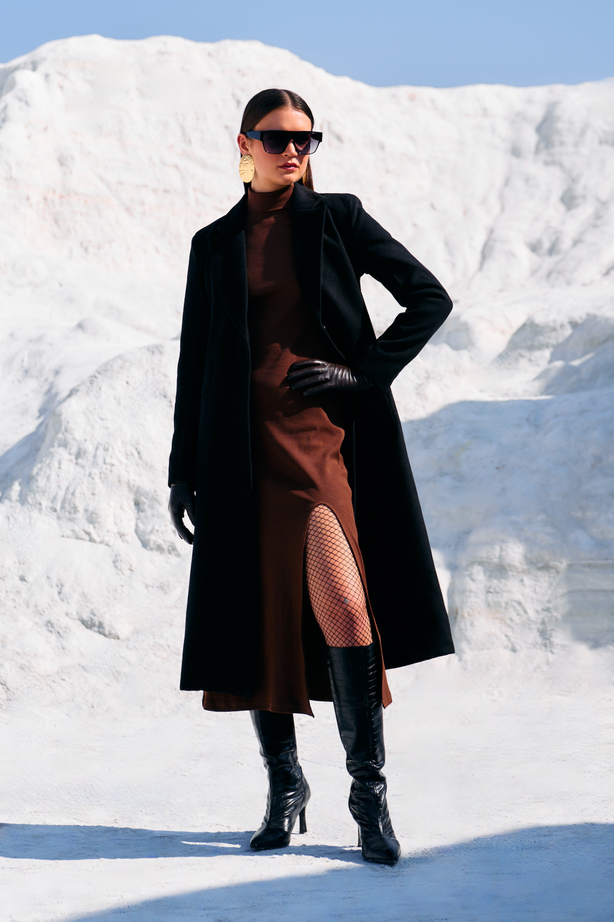 MATERIAL GIRL COAL BLACK COLOR FELT FABRIC WINTER LONG JACKET