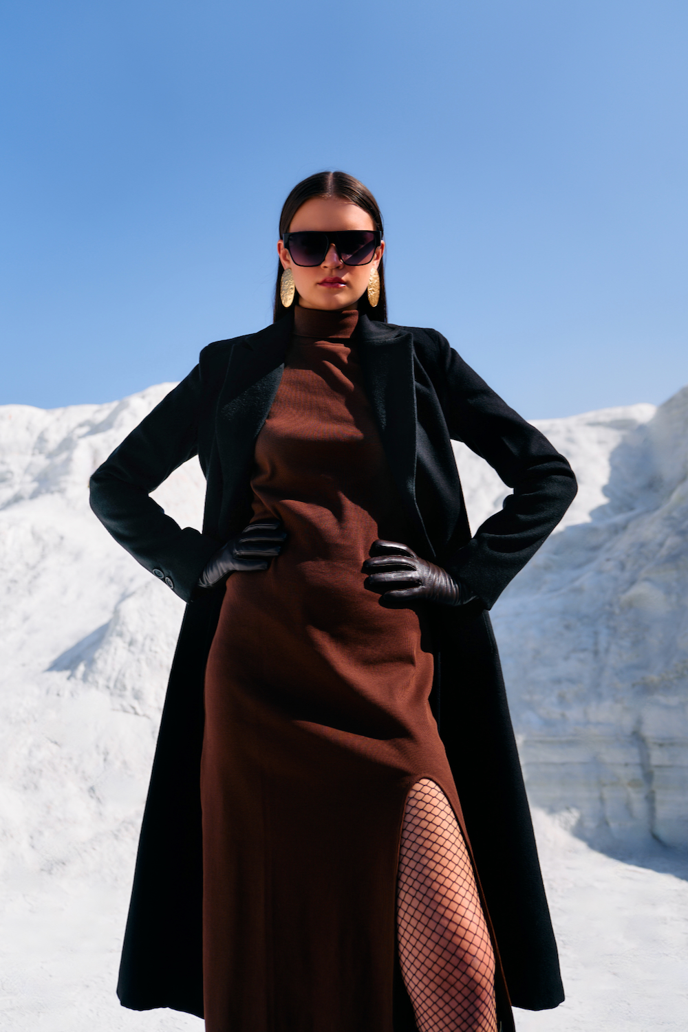 MATERIAL GIRL COAL BLACK COLOR FELT FABRIC WINTER LONG JACKET