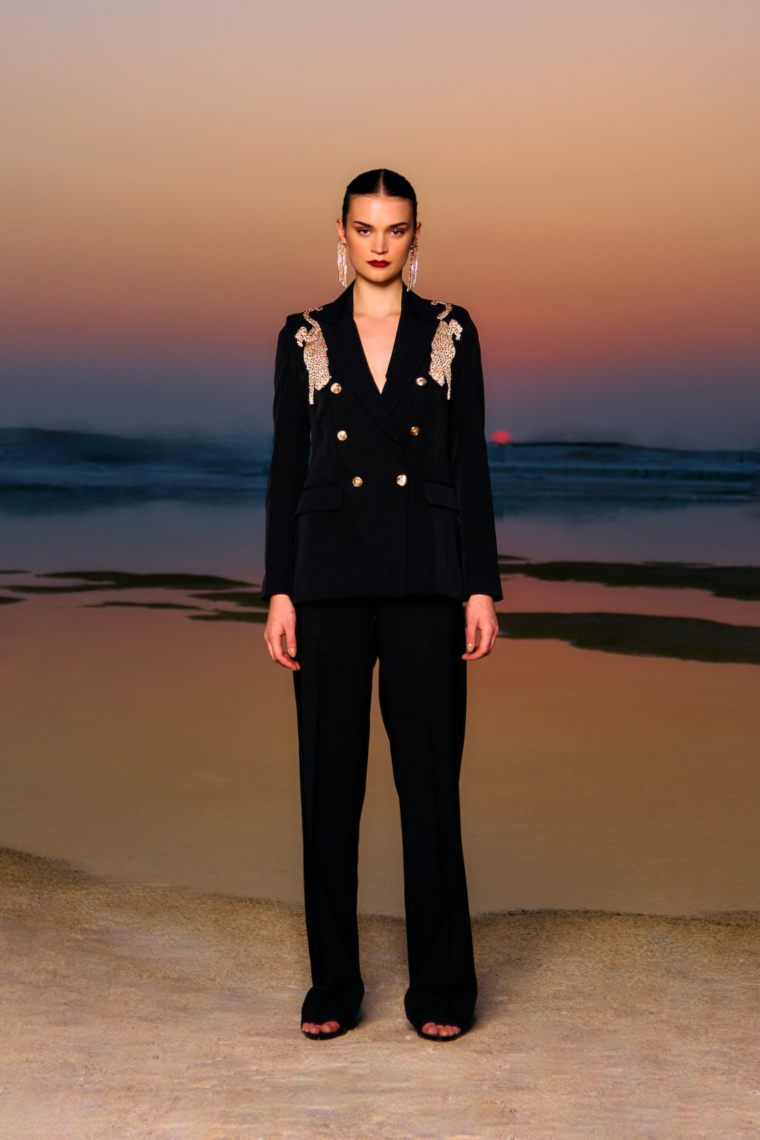 MATERIAL GIRL 02 JADE BLACK COLOR JACKET AND PANT CO-ORDINATE WITH GOLD ZARI AND DABKA EMBROIDERY