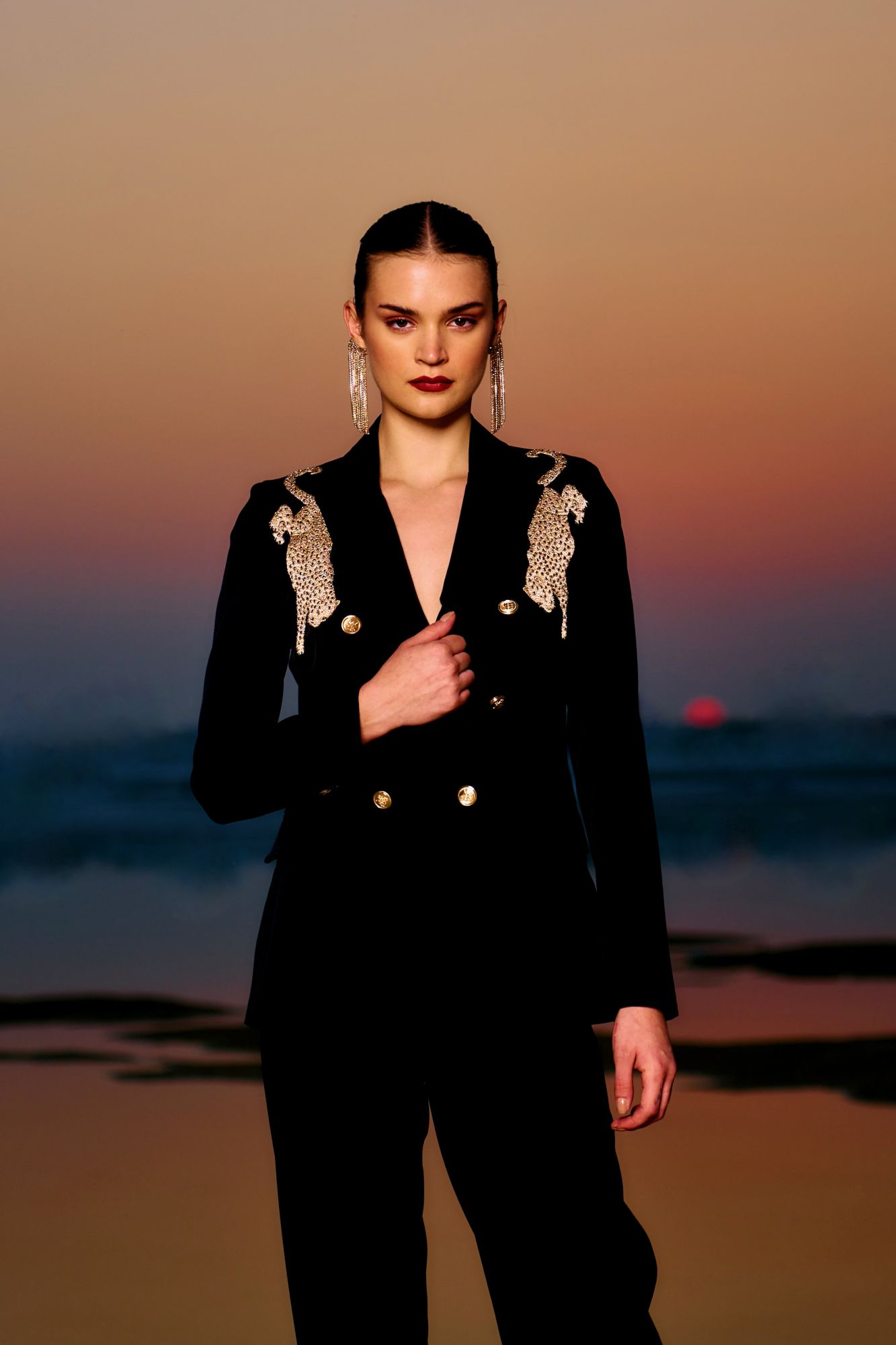 MATERIAL GIRL 02 JADE BLACK COLOR JACKET AND PANT CO-ORDINATE WITH GOLD ZARI AND DABKA EMBROIDERY