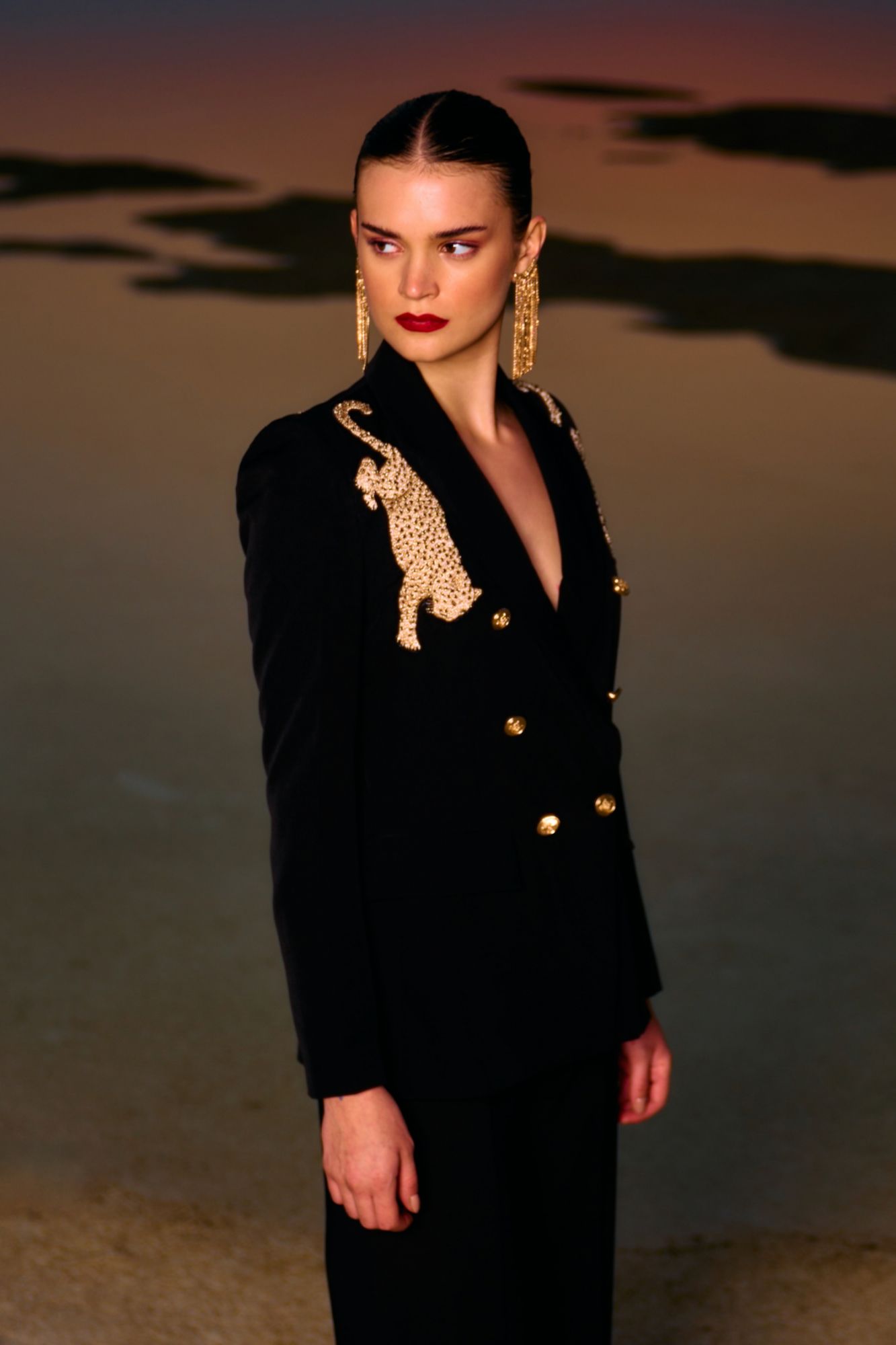 MATERIAL GIRL 02 JADE BLACK COLOR JACKET AND PANT CO-ORDINATE WITH GOLD ZARI AND DABKA EMBROIDERY