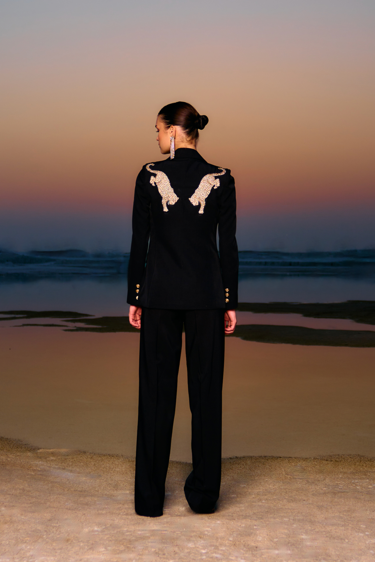 MATERIAL GIRL 02 JADE BLACK COLOR JACKET AND PANT CO-ORDINATE WITH GOLD ZARI AND DABKA EMBROIDERY