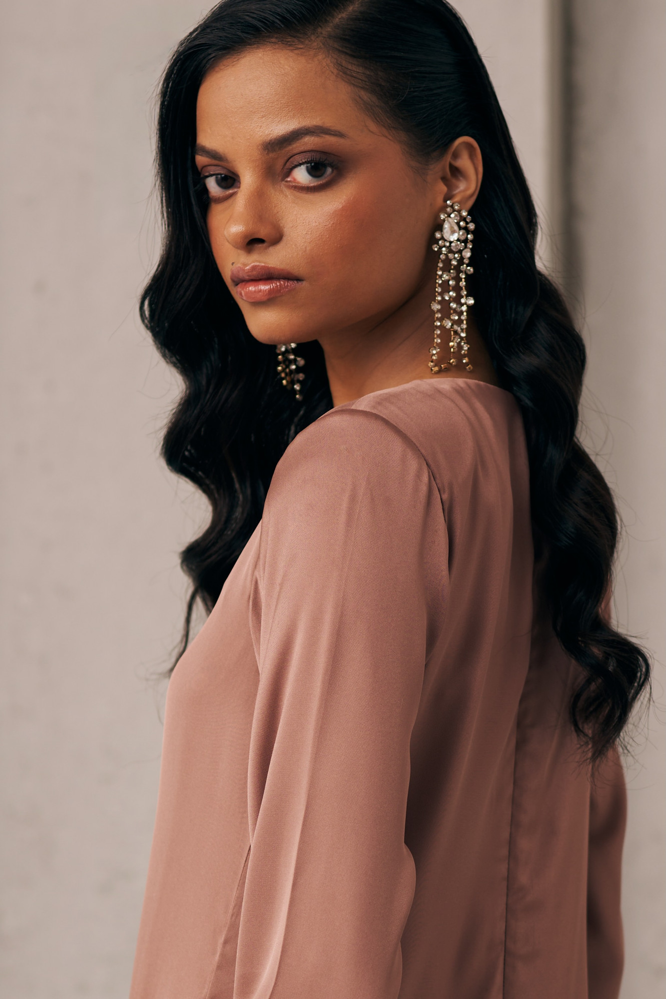 MIDNIGHT MIRAGE SANDSTONE PLEAT DRESS