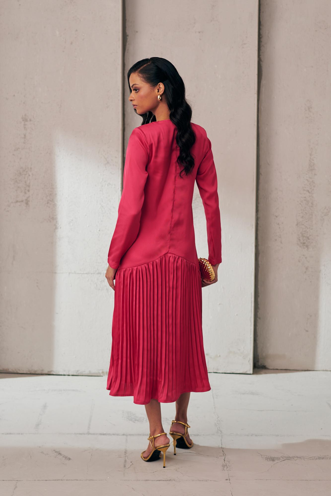 MIDNIGHT MIRAGE PINK PLEAT DRESS