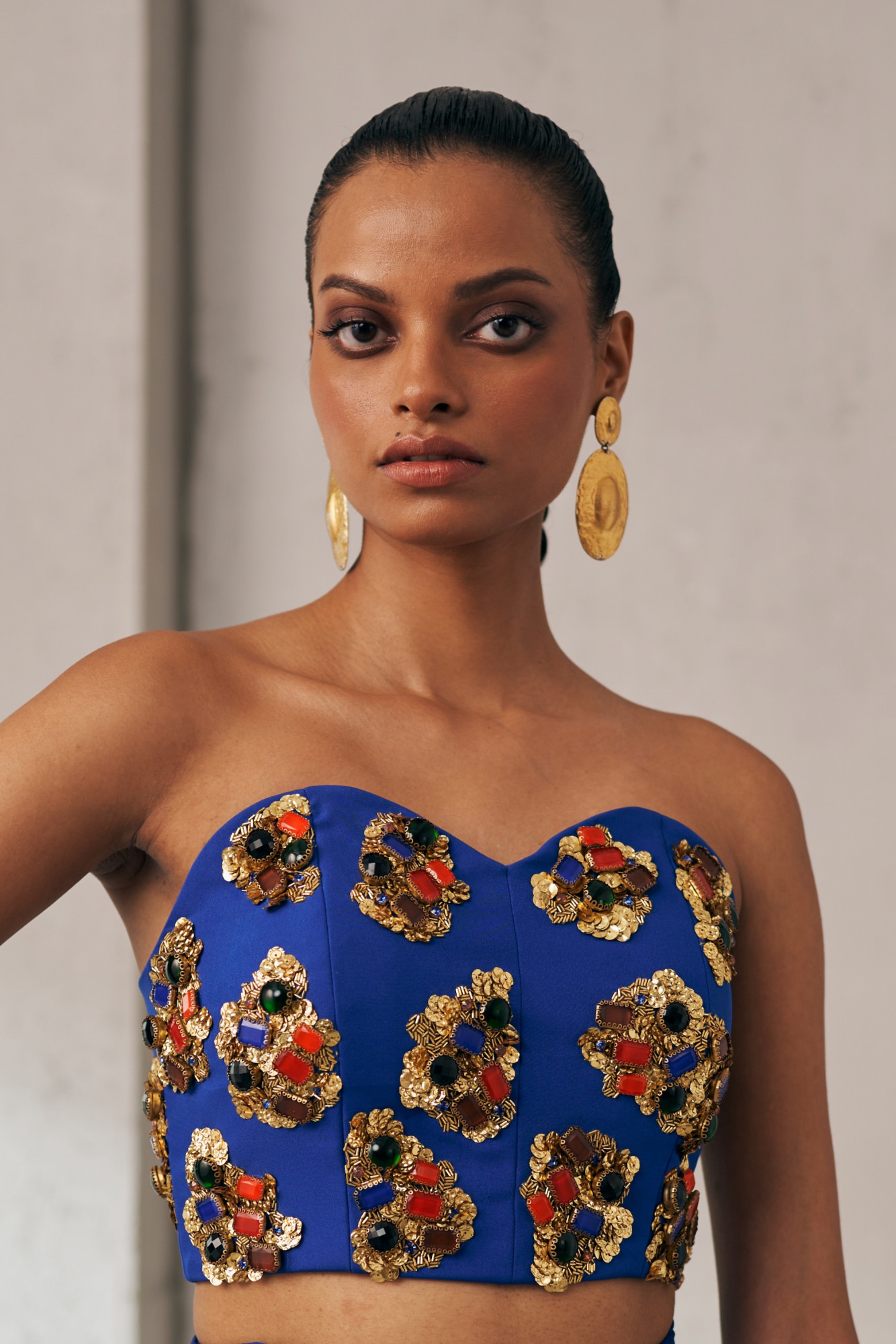 MIDNIGHT MIRAGE BLUE AND GOLD ZIP SARI