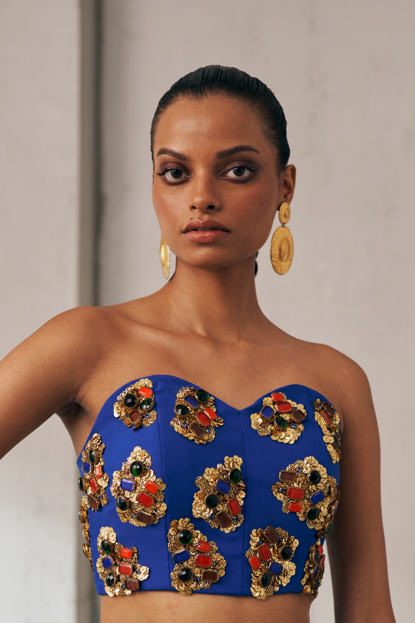 MIDNIGHT MIRAGE BLUE GOLD JEWEL BUSTIER