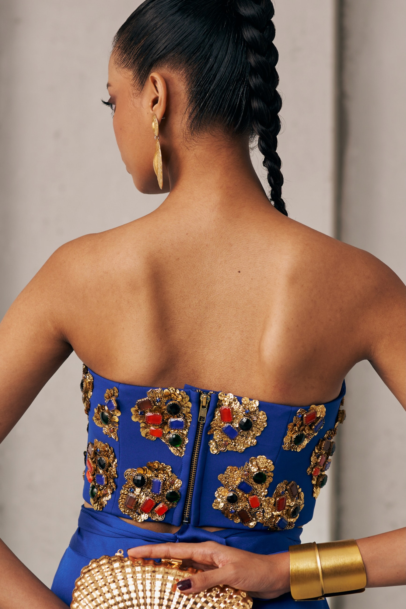 MIDNIGHT MIRAGE BLUE GOLD JEWEL BUSTIER