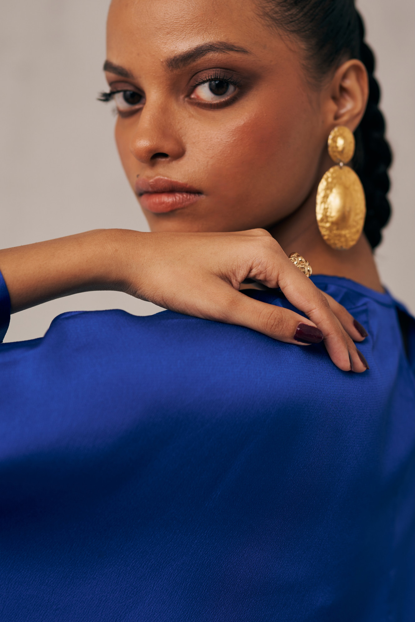 MIDNIGHT MIRAGE BLUE SATIN TOP SKIRT CO-ORD SET