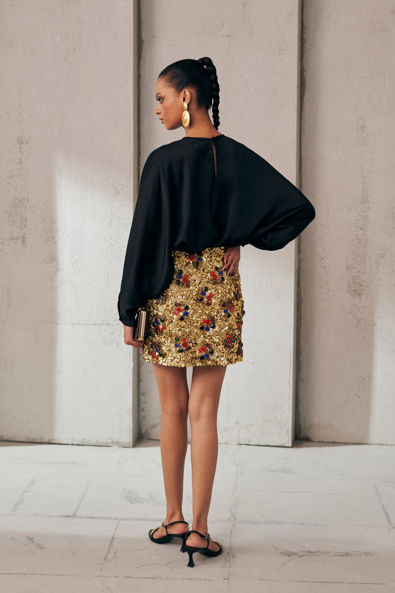 MIDNIGHT MIRAGE BLACK JEWELLED SKIRT