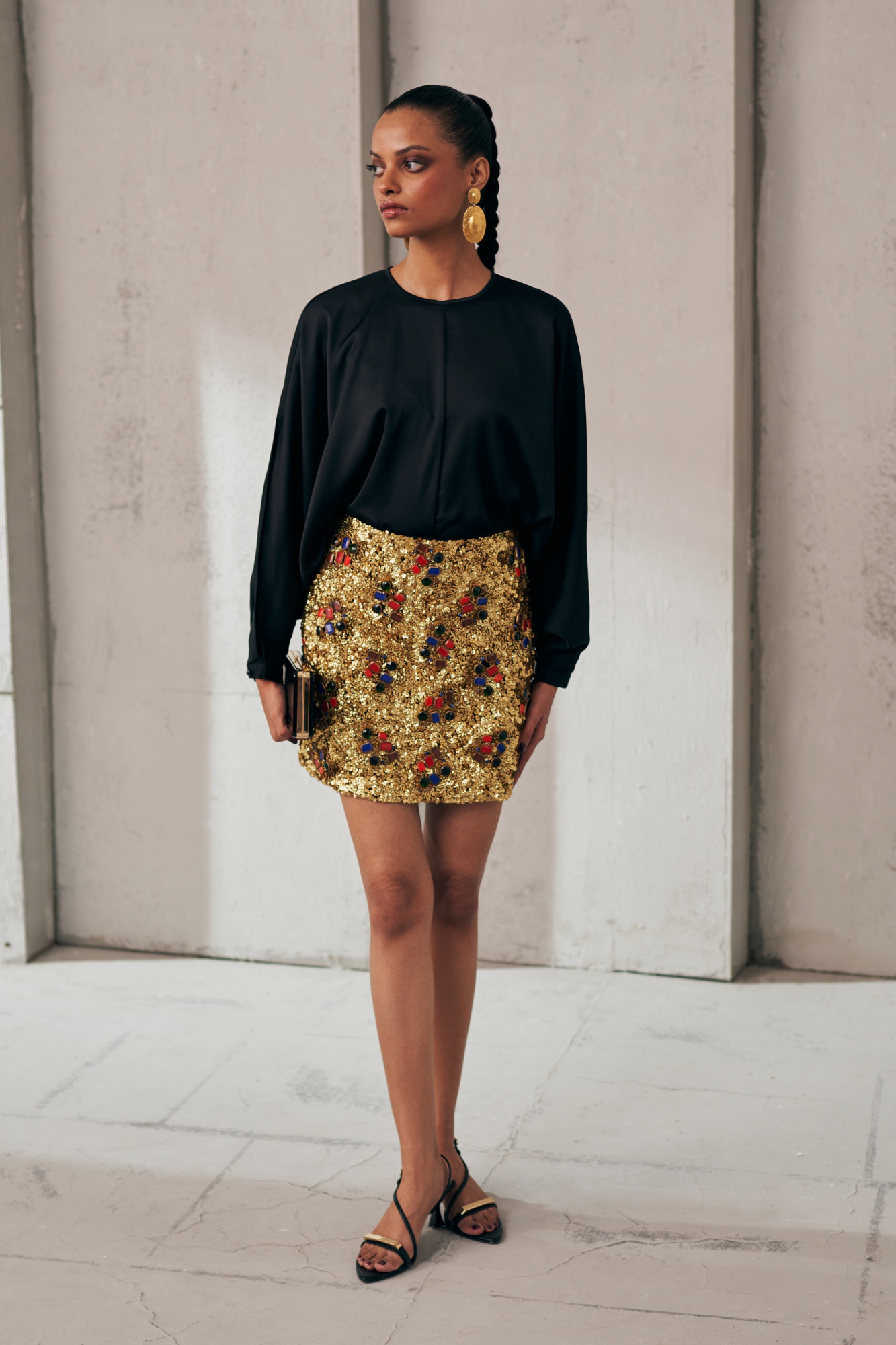 MIDNIGHT MIRAGE BLACK JEWELLED SKIRT