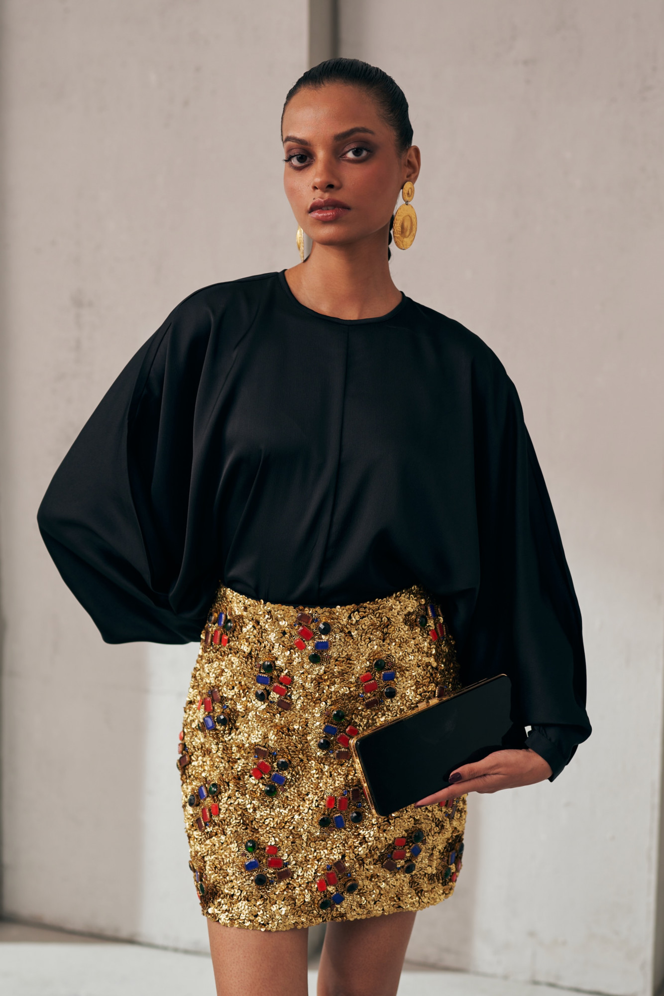 MIDNIGHT MIRAGE BLACK JEWELLED SKIRT