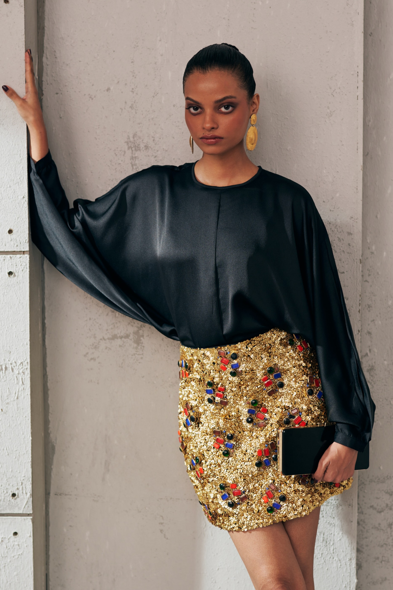 MIDNIGHT MIRAGE BLACK JEWELLED SKIRT