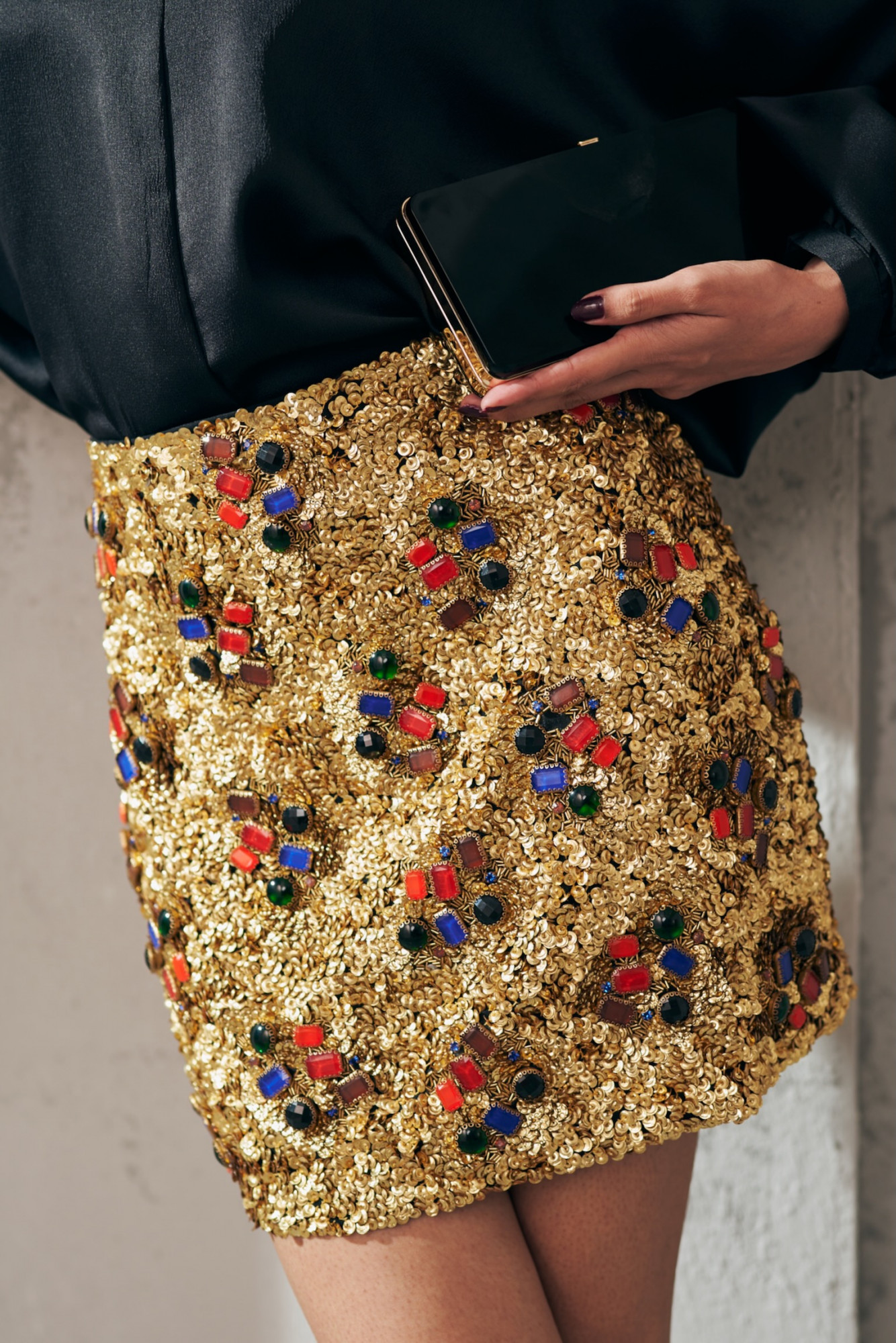 MIDNIGHT MIRAGE BLACK JEWELLED SKIRT