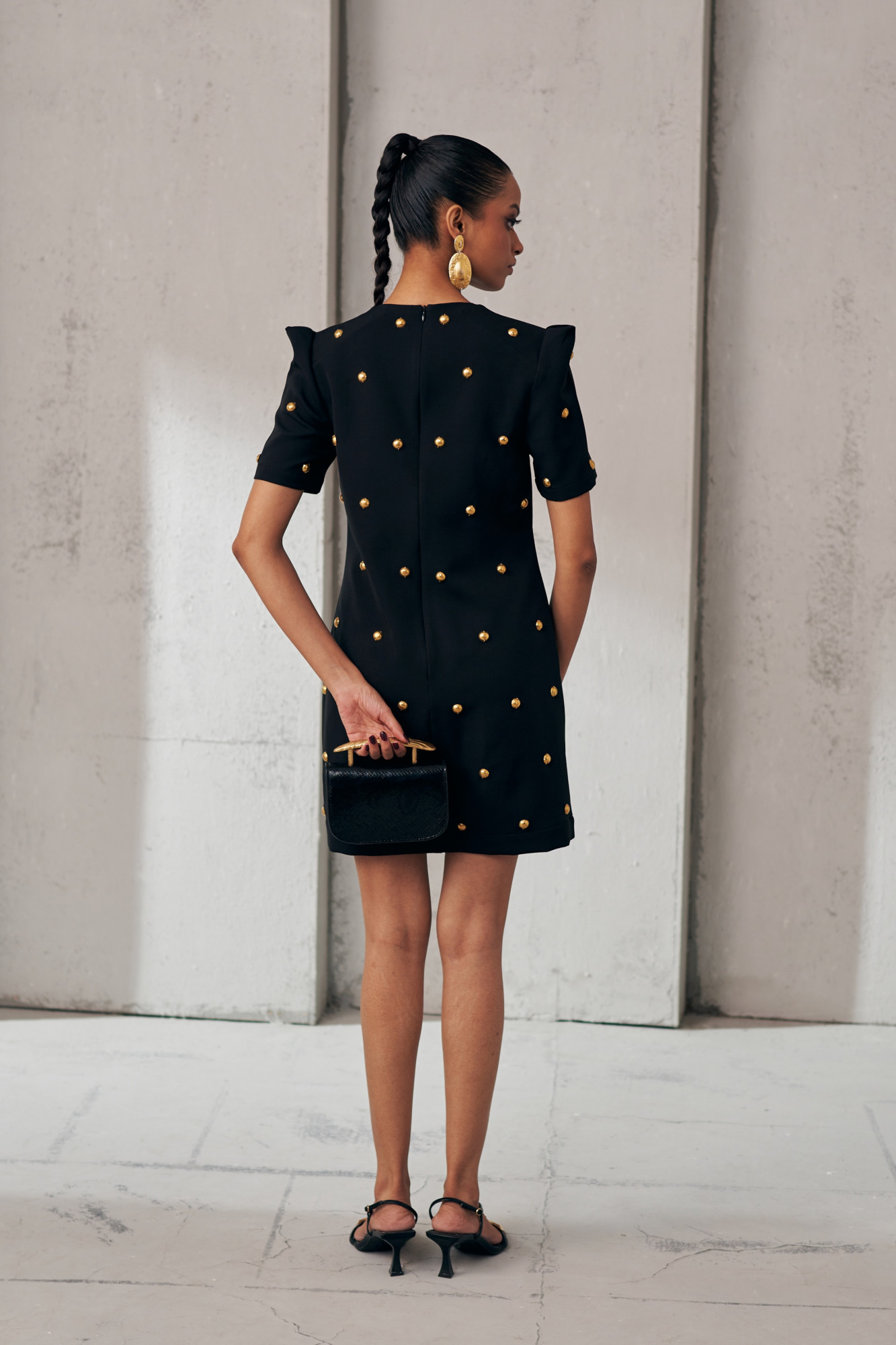 MIDNIGHT MIRAGE GOLDEN DOME BLACK DRESS