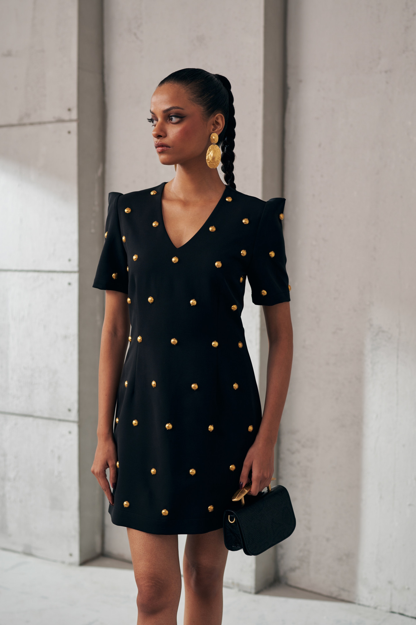 MIDNIGHT MIRAGE GOLDEN DOME BLACK DRESS