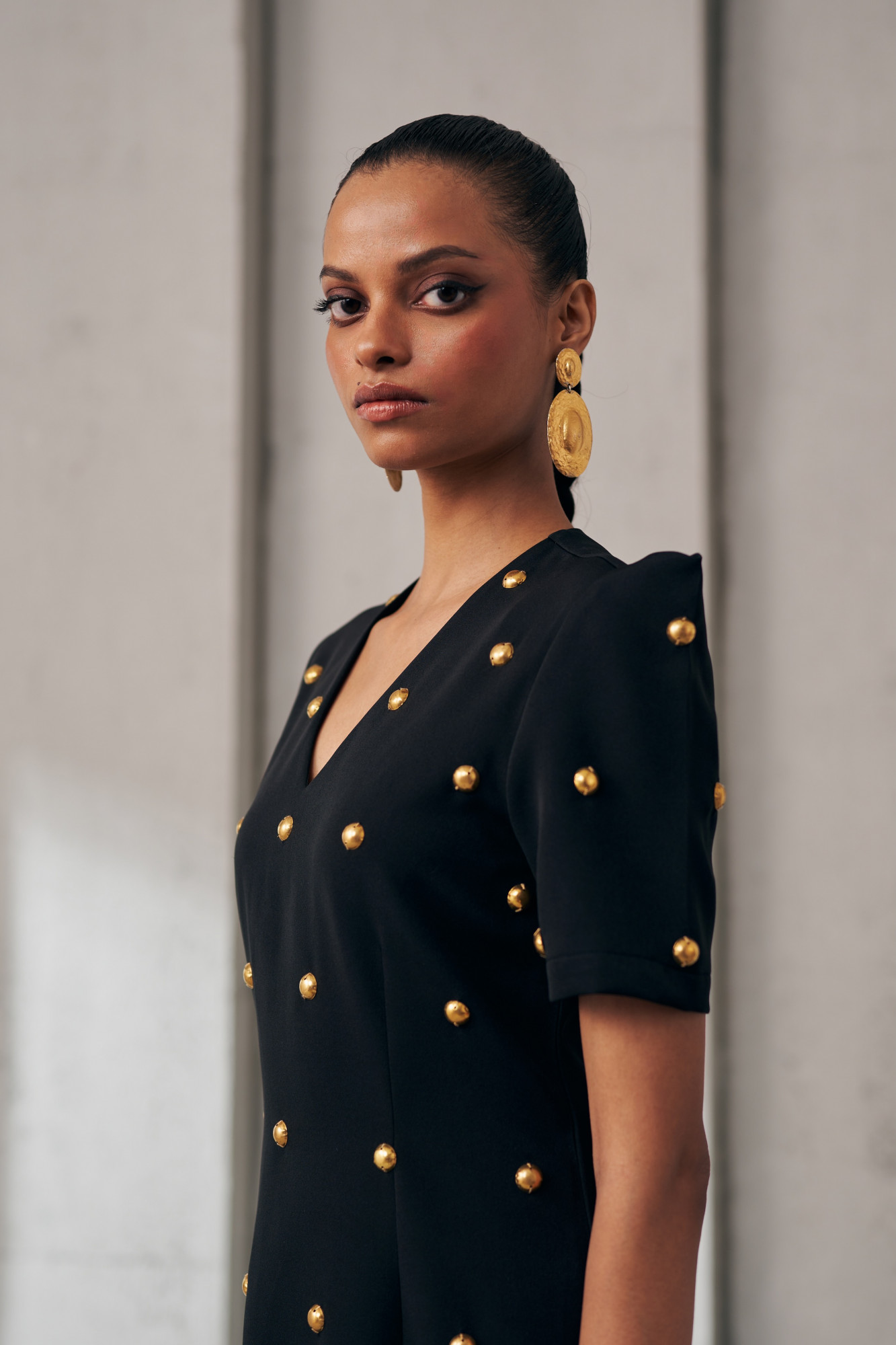MIDNIGHT MIRAGE GOLDEN DOME BLACK DRESS