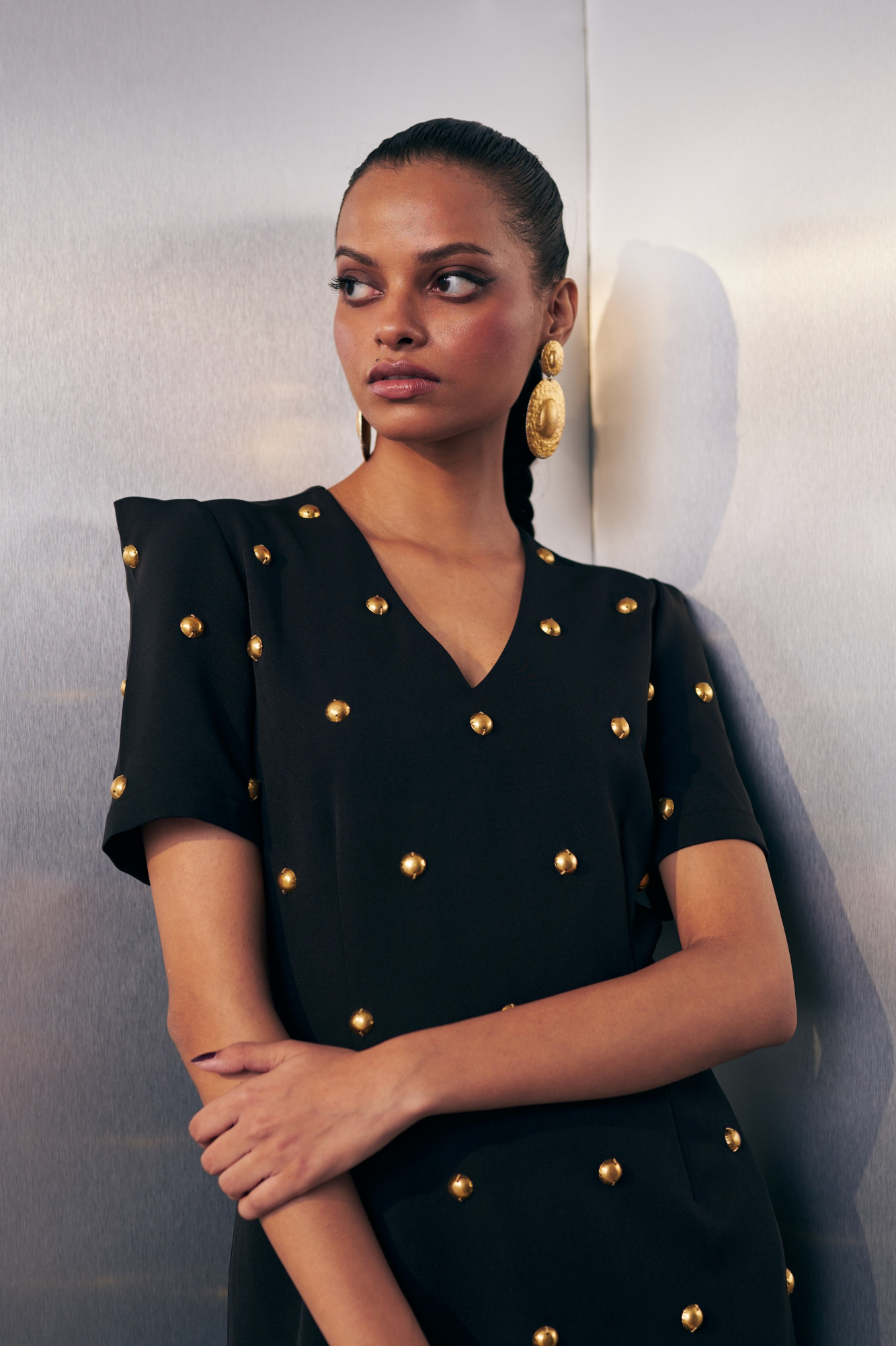 MIDNIGHT MIRAGE GOLDEN DOME BLACK DRESS