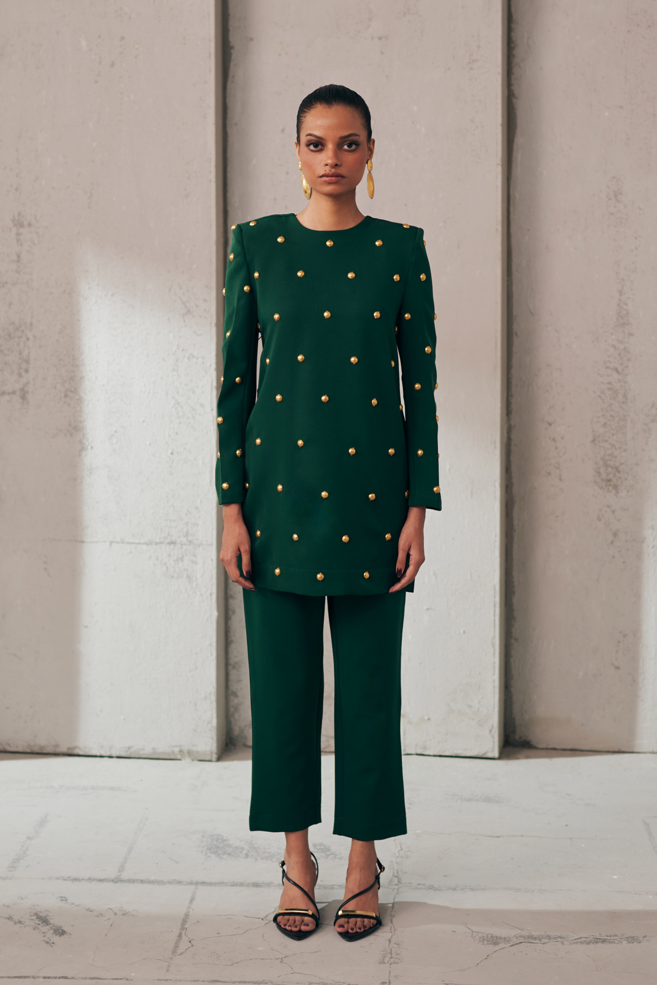 MIDNIGHT MIRAGE GILDED BOTTLE GREEN CO-ORD SET