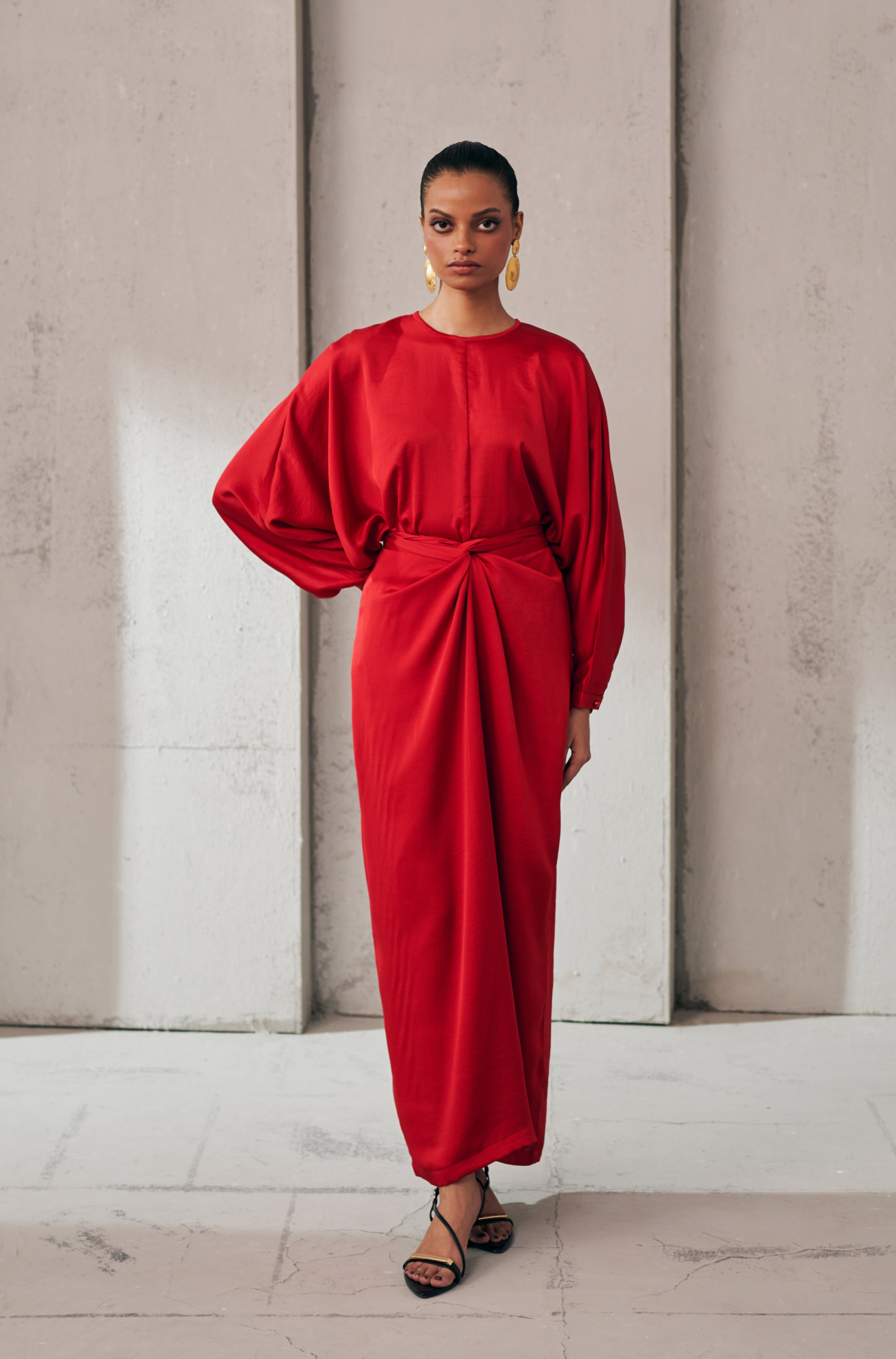 MIDNIGHT MIRAGE SCARLET DPAPE CO-ORD SET