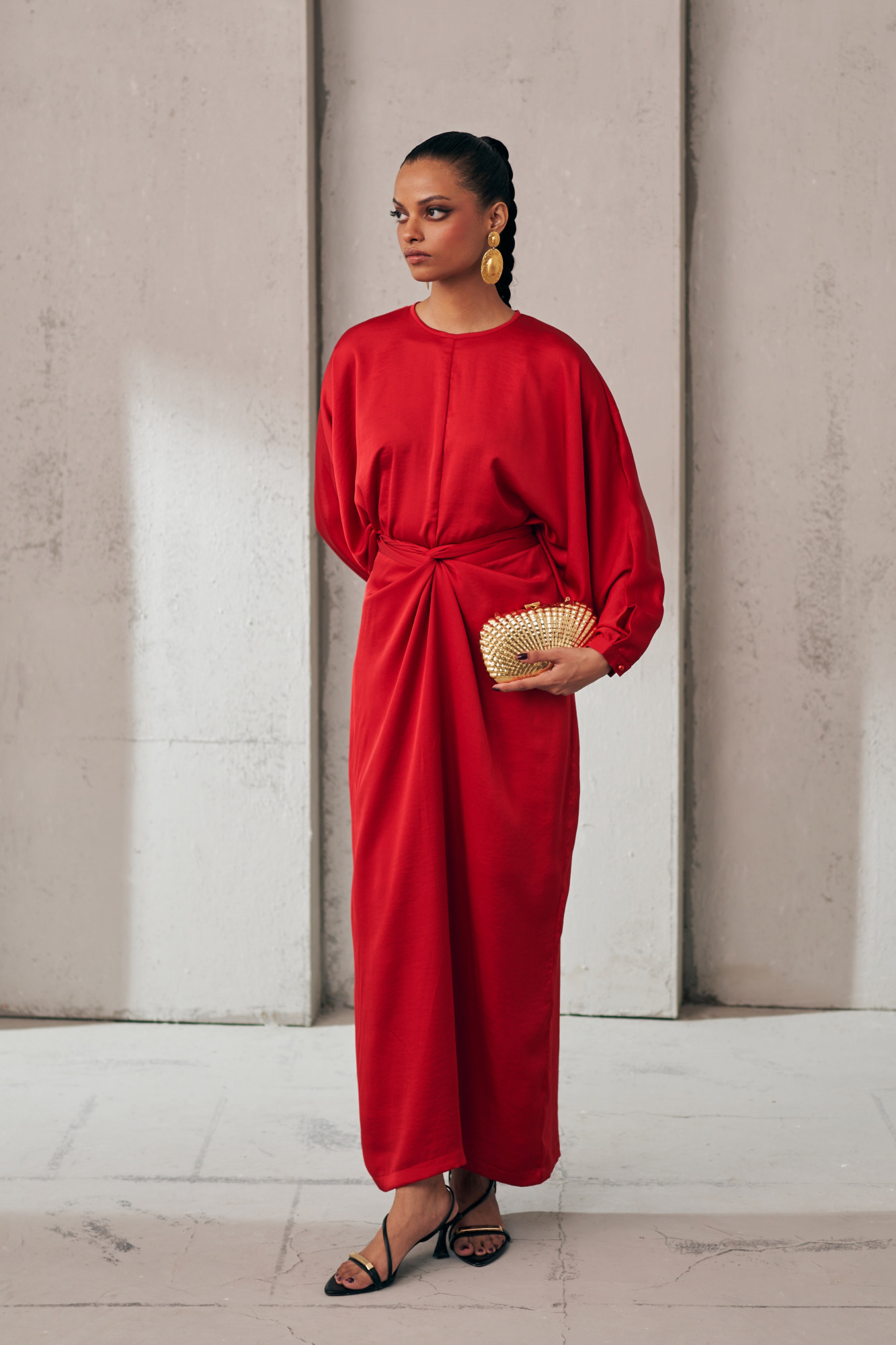 MIDNIGHT MIRAGE SCARLET DPAPE CO-ORD SET