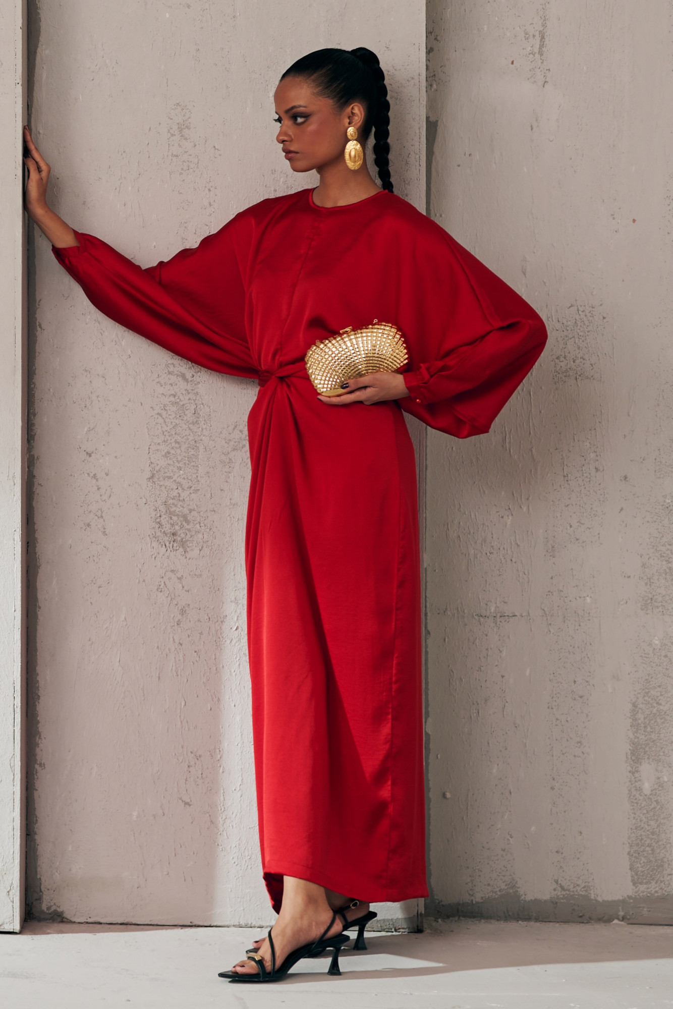 MIDNIGHT MIRAGE SCARLET DPAPE CO-ORD SET