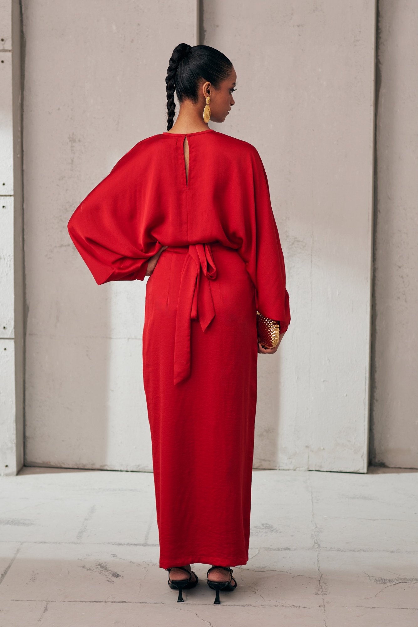 MIDNIGHT MIRAGE SCARLET DPAPE CO-ORD SET