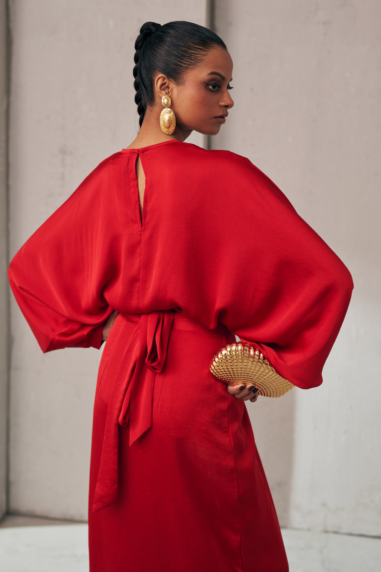 MIDNIGHT MIRAGE SCARLET DPAPE CO-ORD SET