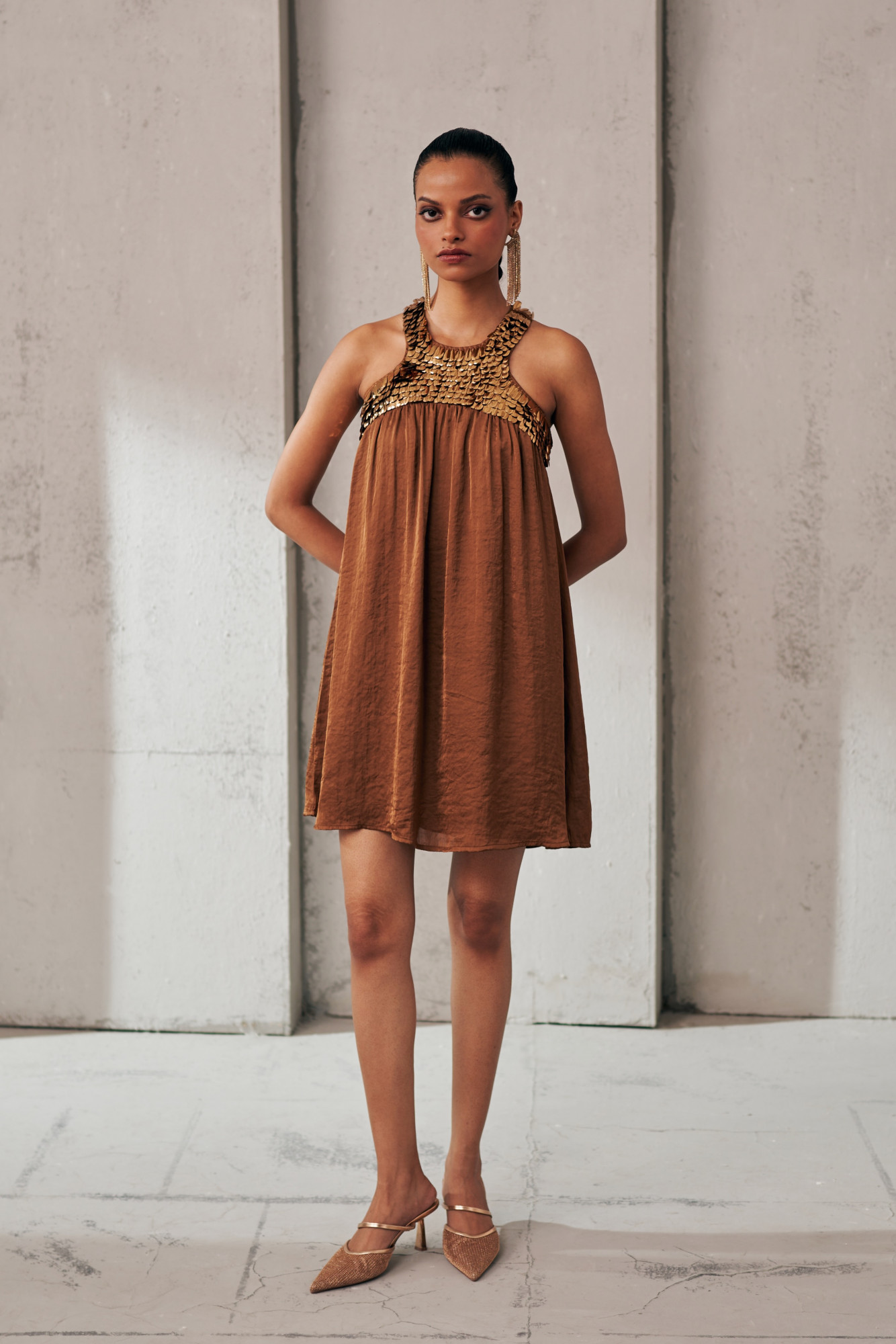 MIDNIGHT MIRAGE COPPER GLEAM DRESS