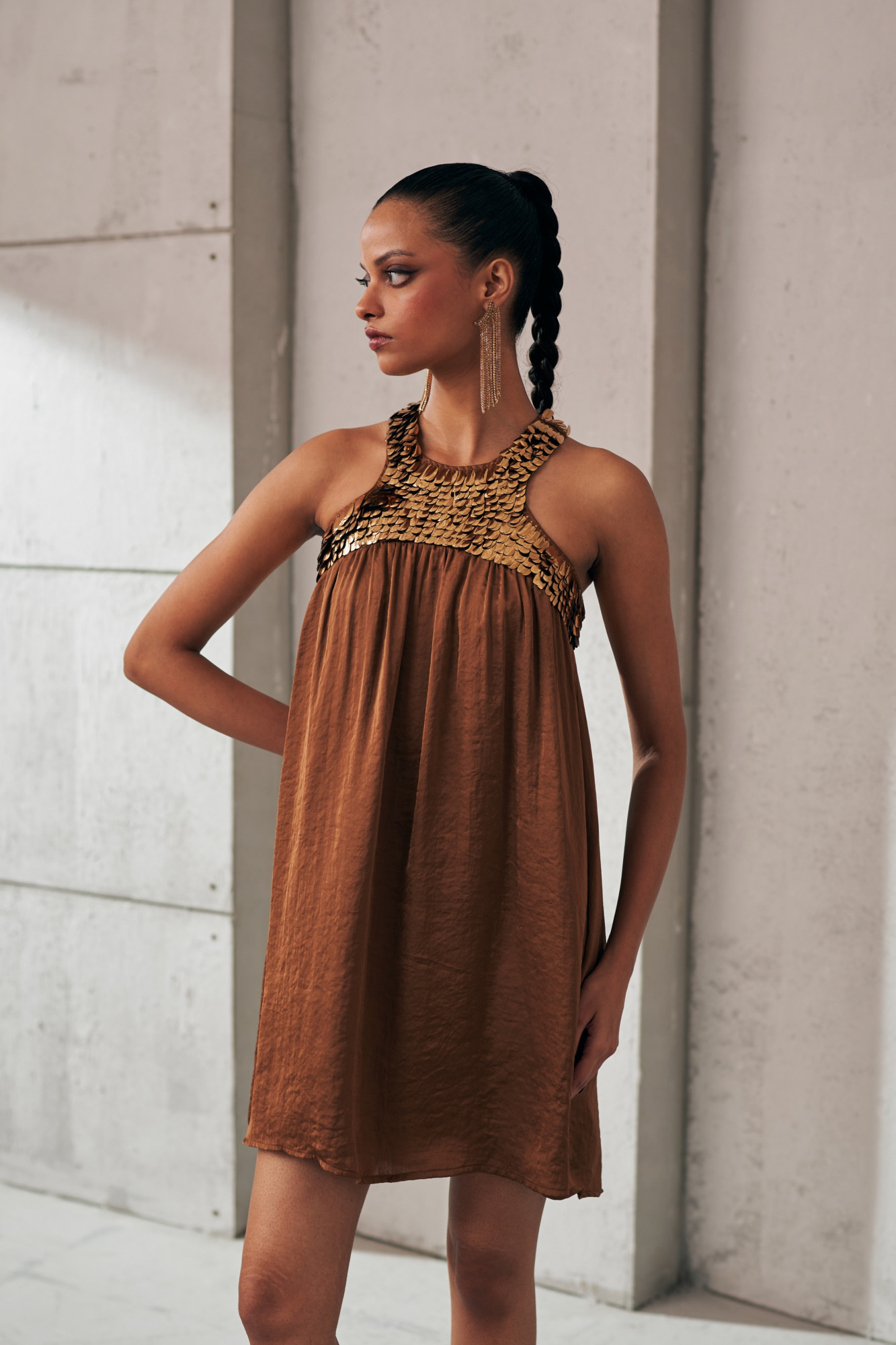 MIDNIGHT MIRAGE COPPER GLEAM DRESS