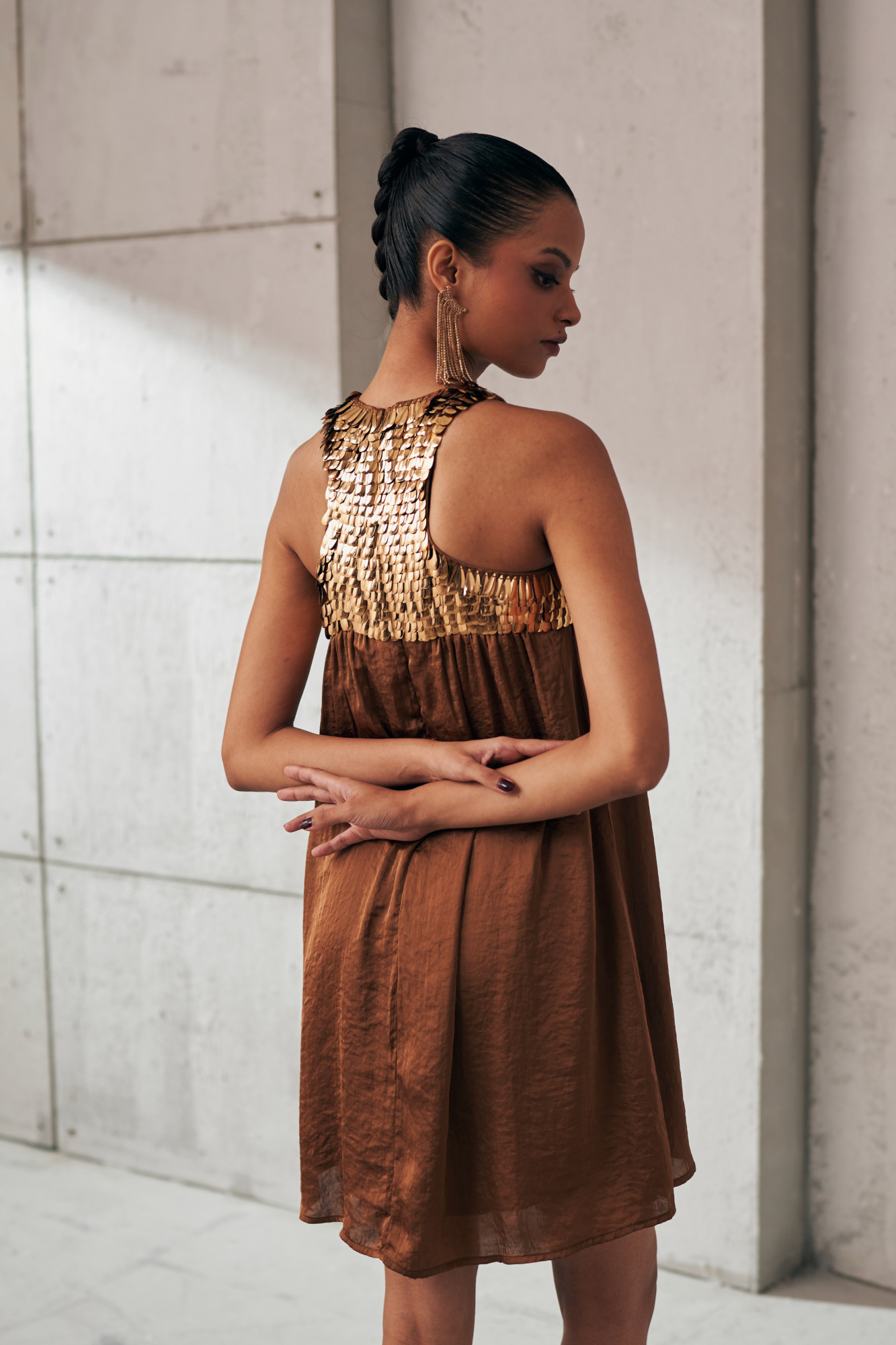 MIDNIGHT MIRAGE COPPER GLEAM DRESS