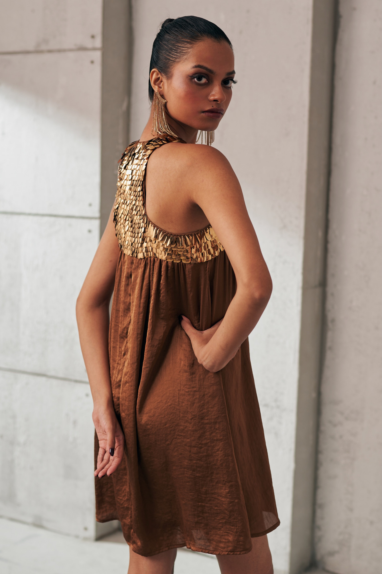 MIDNIGHT MIRAGE COPPER GLEAM DRESS