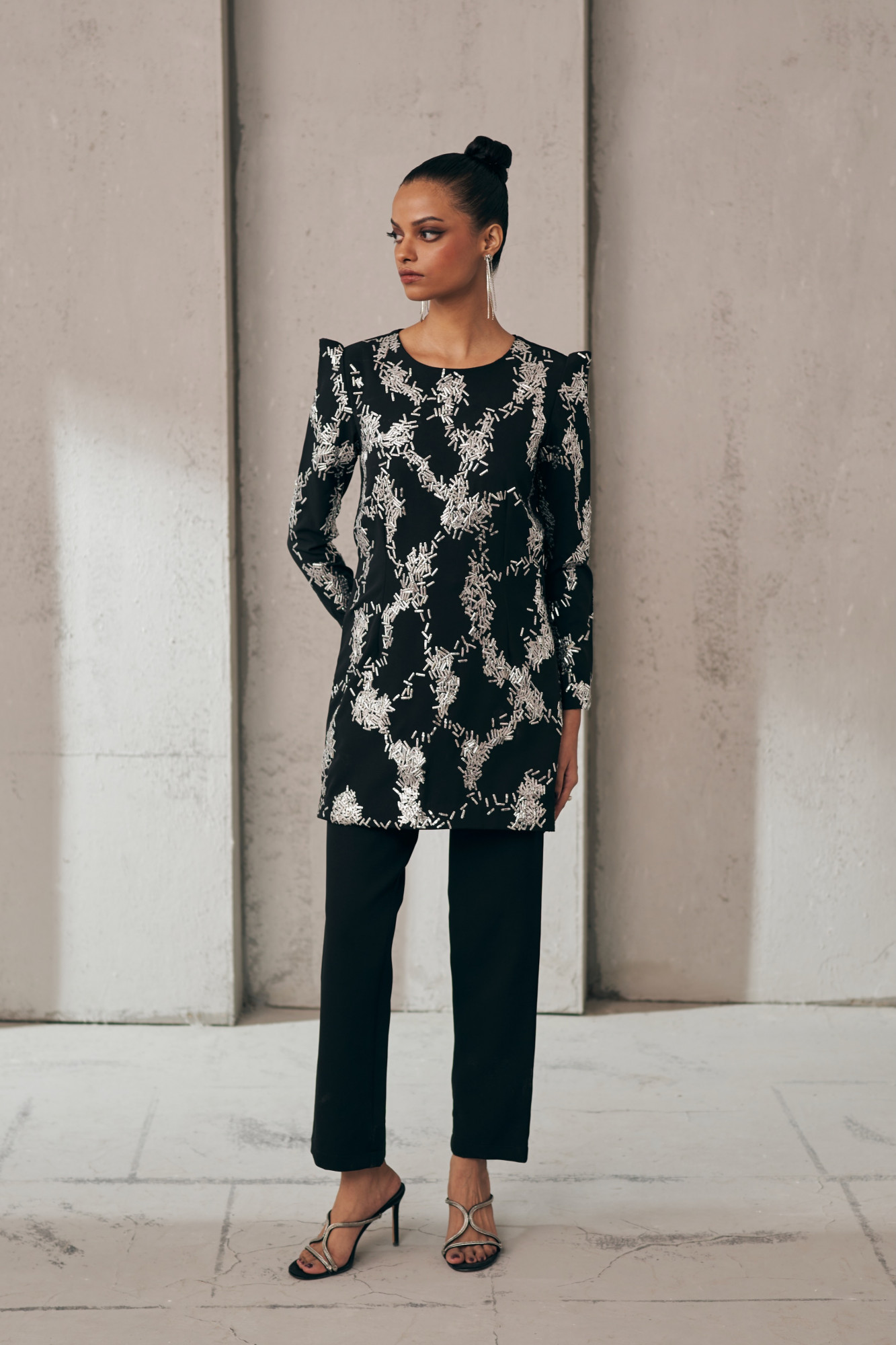MIDNIGHT MIRAGE NOIR SPARK BLACK FULL SLEEVES CO-ORD SET