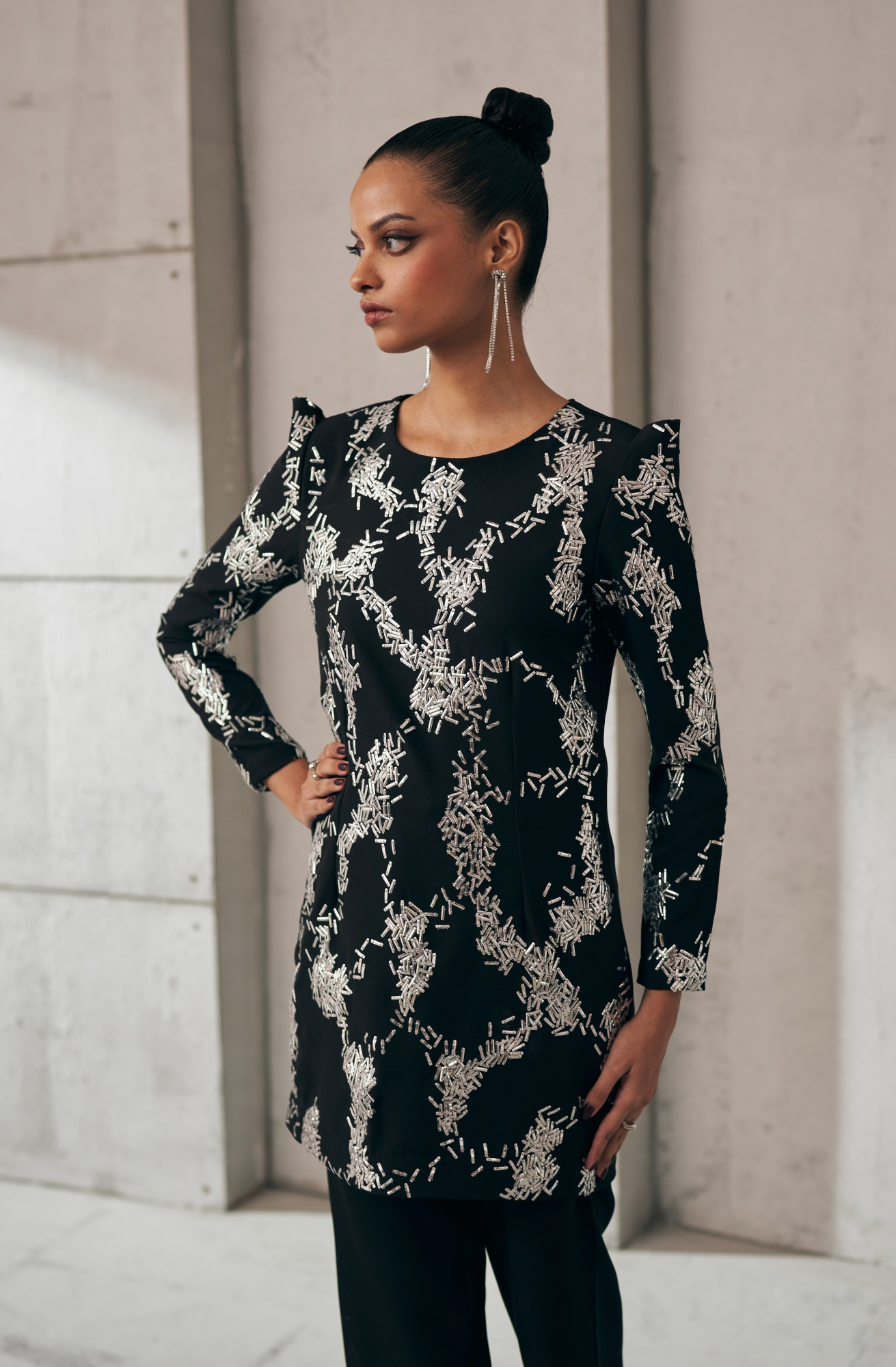 MIDNIGHT MIRAGE NOIR SPARK BLACK FULL SLEEVES CO-ORD SET