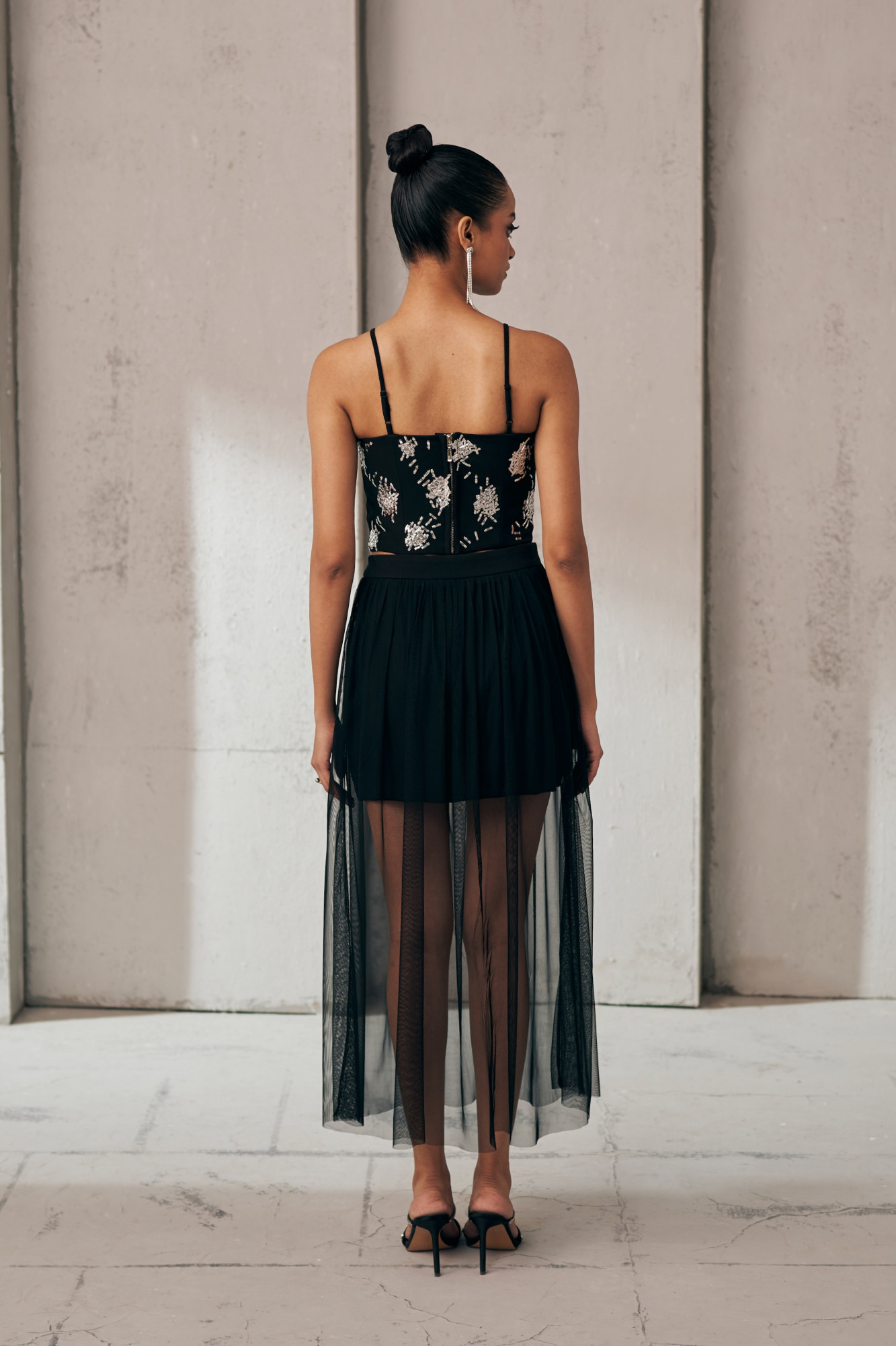 MIDNIGHT MIRAGE BLACK SHEER SKIRT