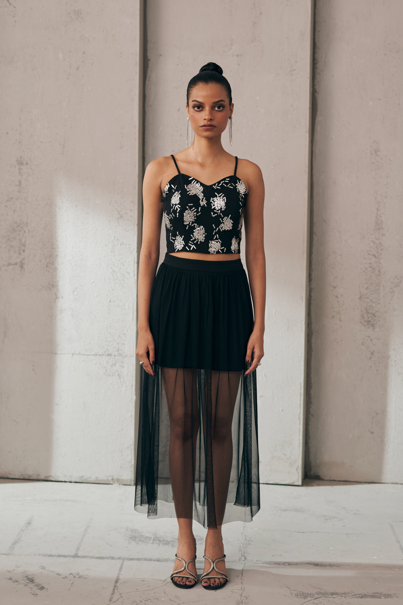 MIDNIGHT MIRAGE BLACK SHEER SKIRT