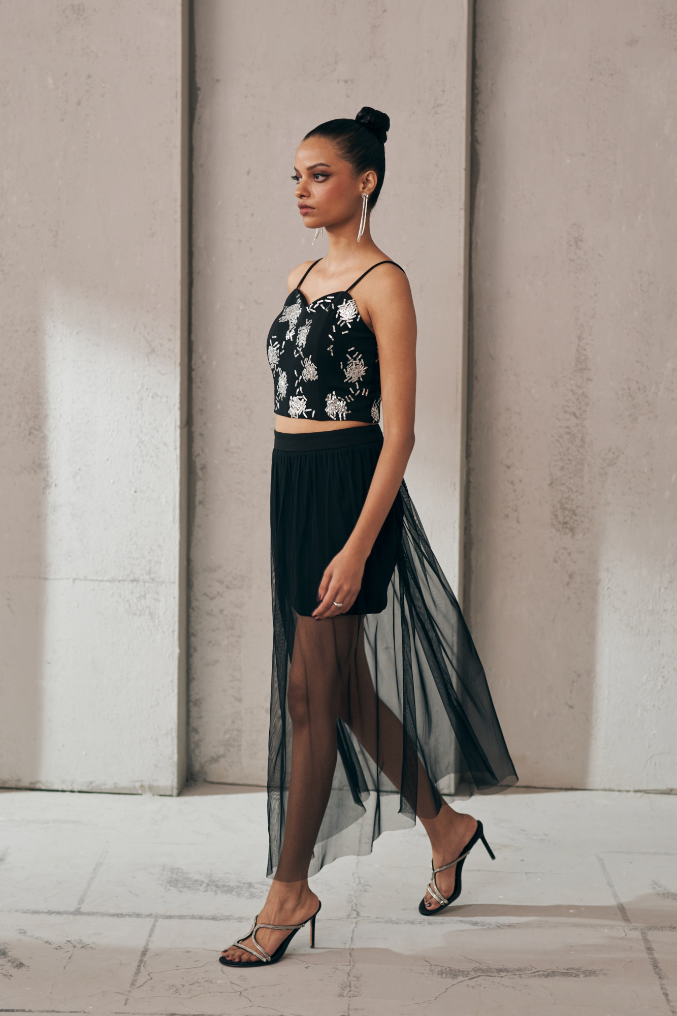 MIDNIGHT MIRAGE BLACK SHEER SKIRT