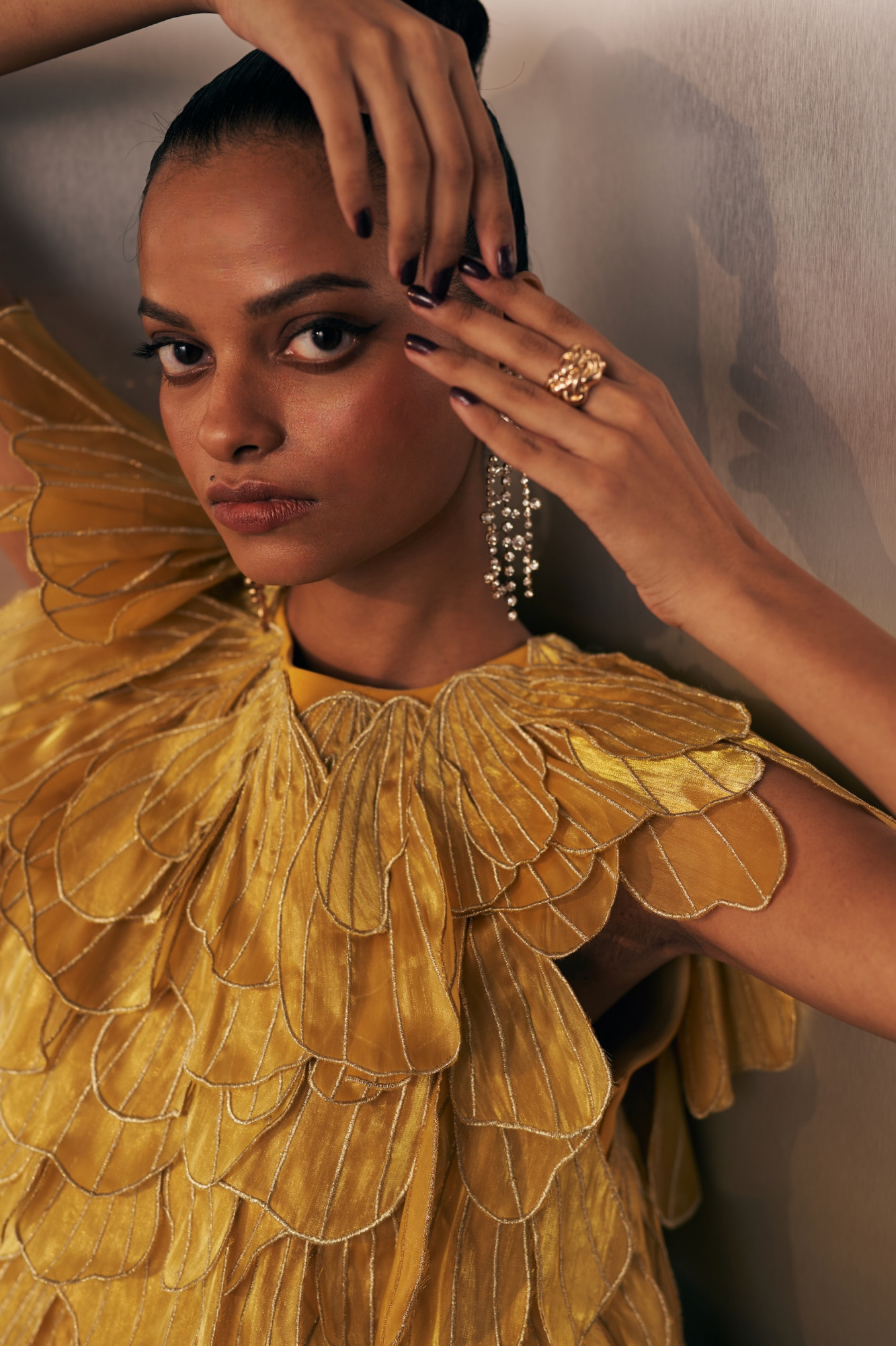 MIDNIGHT MIRAGE PETAL DRIFT YELLOW TOP