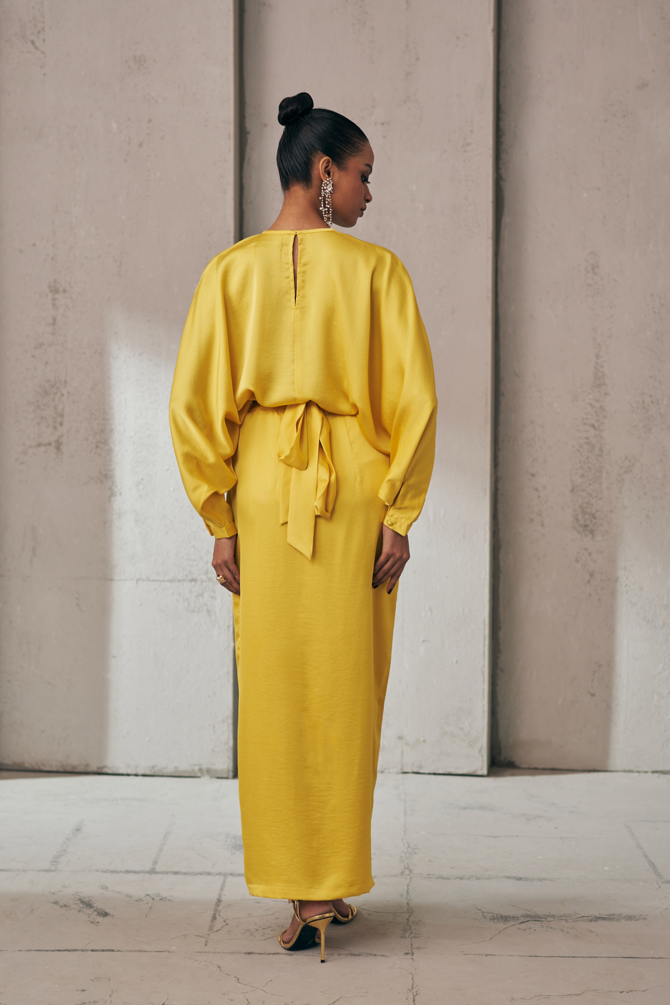 MIDNIGHT MIRAGE YELLOW RADIANCE SKIRT TOP CO-ORD SET