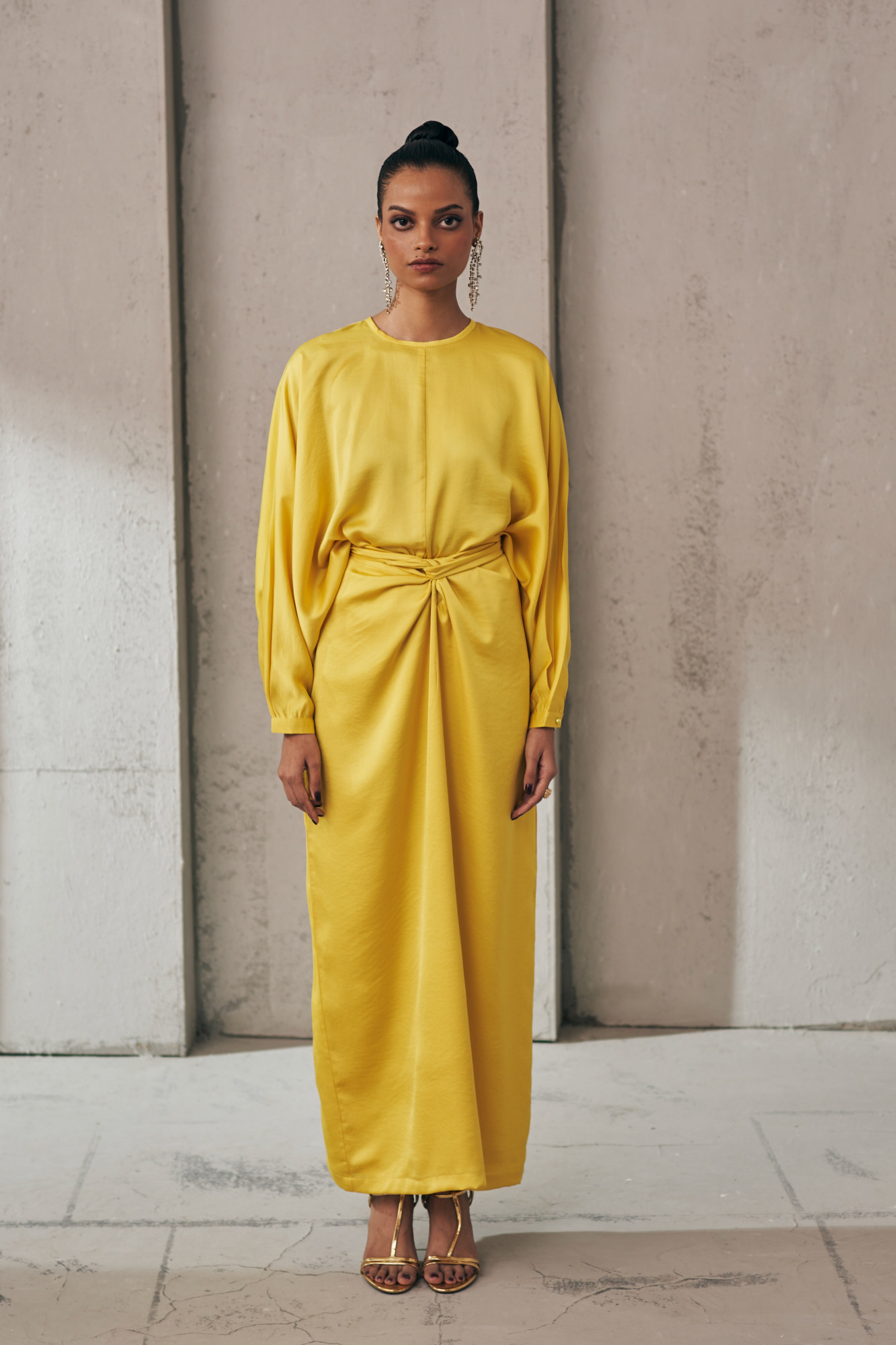 MIDNIGHT MIRAGE YELLOW RADIANCE SKIRT  TOP CO-ORD SET