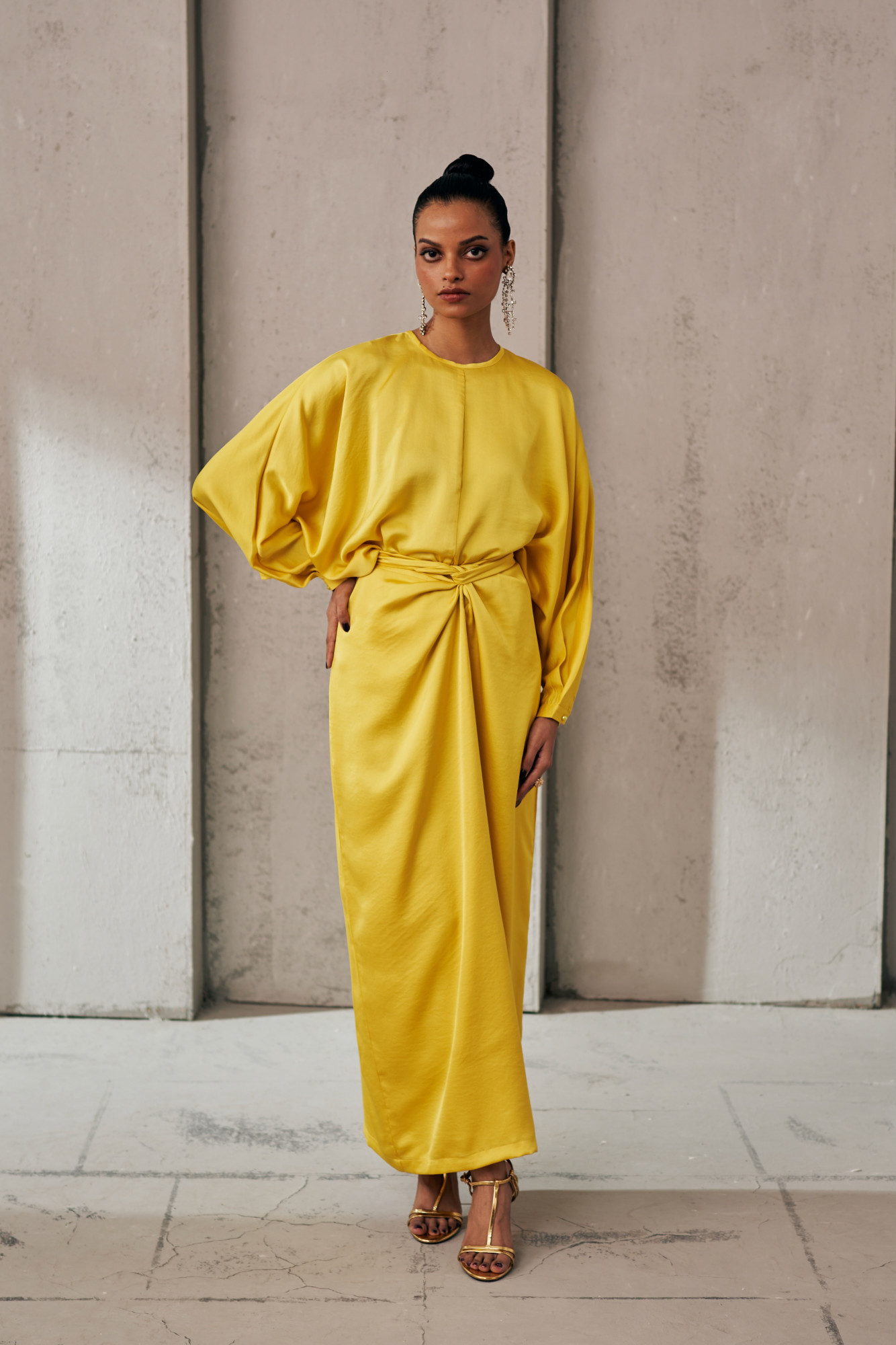 MIDNIGHT MIRAGE YELLOW RADIANCE SKIRT  TOP CO-ORD SET