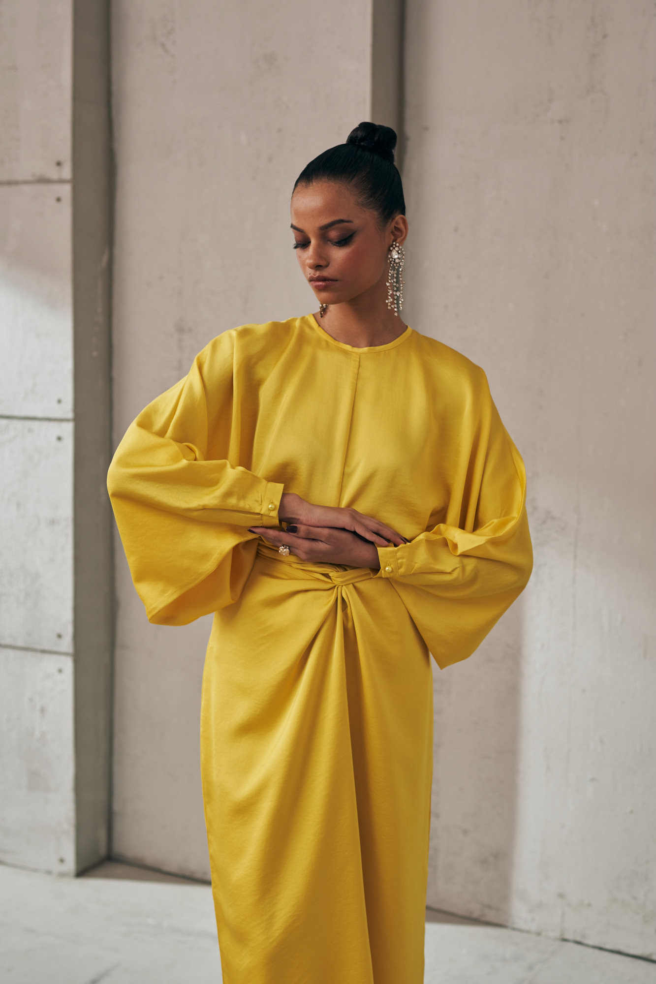 MIDNIGHT MIRAGE YELLOW RADIANCE SKIRT TOP CO-ORD SET