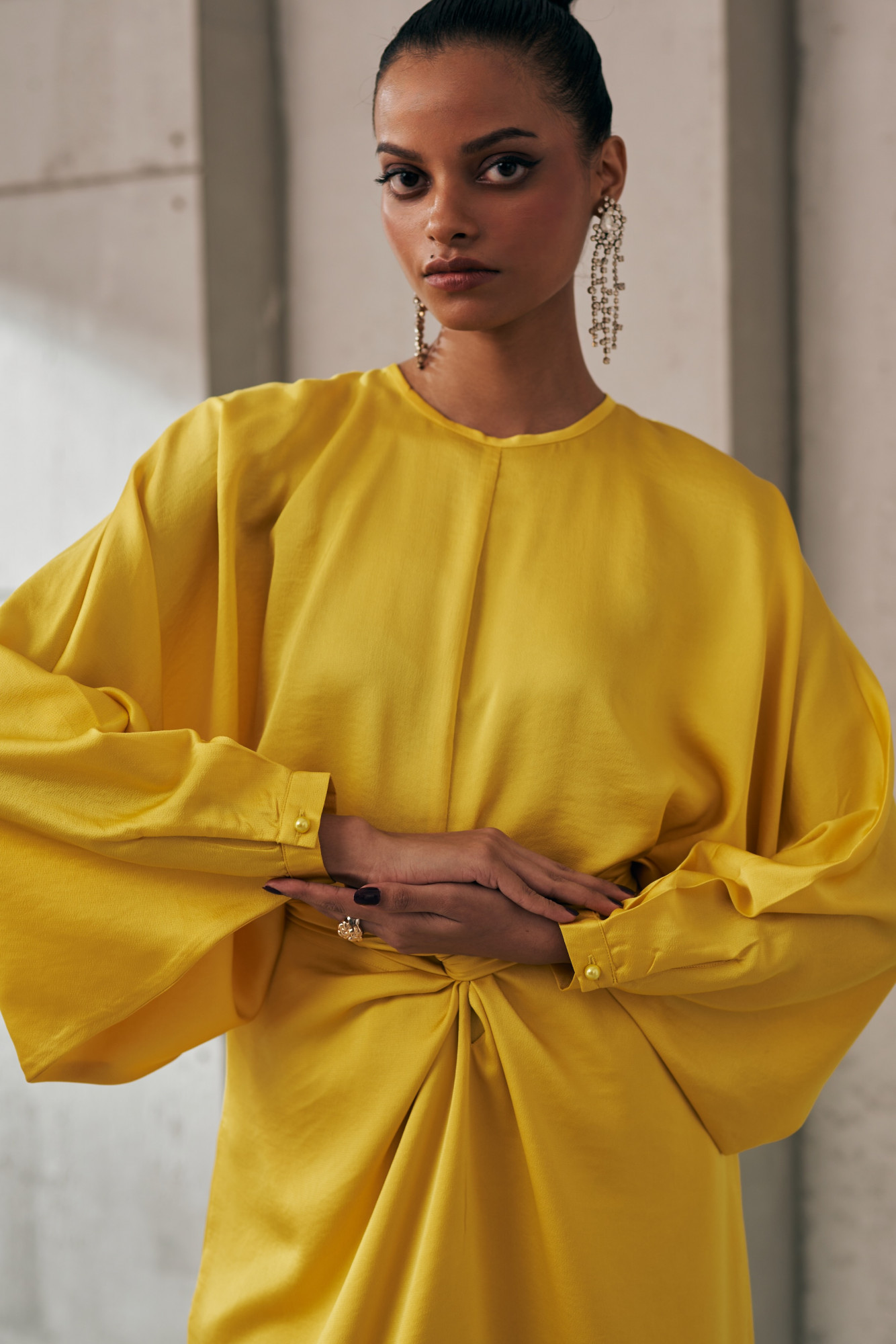 MIDNIGHT MIRAGE YELLOW RADIANCE SKIRT TOP CO-ORD SET