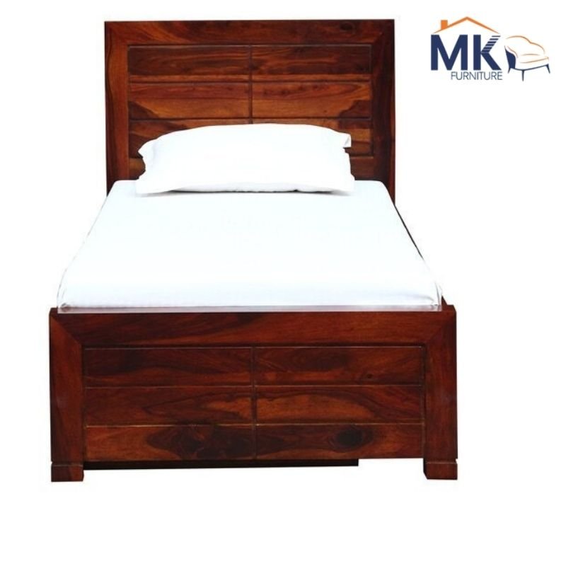Solid Wood Single Bed with Storage