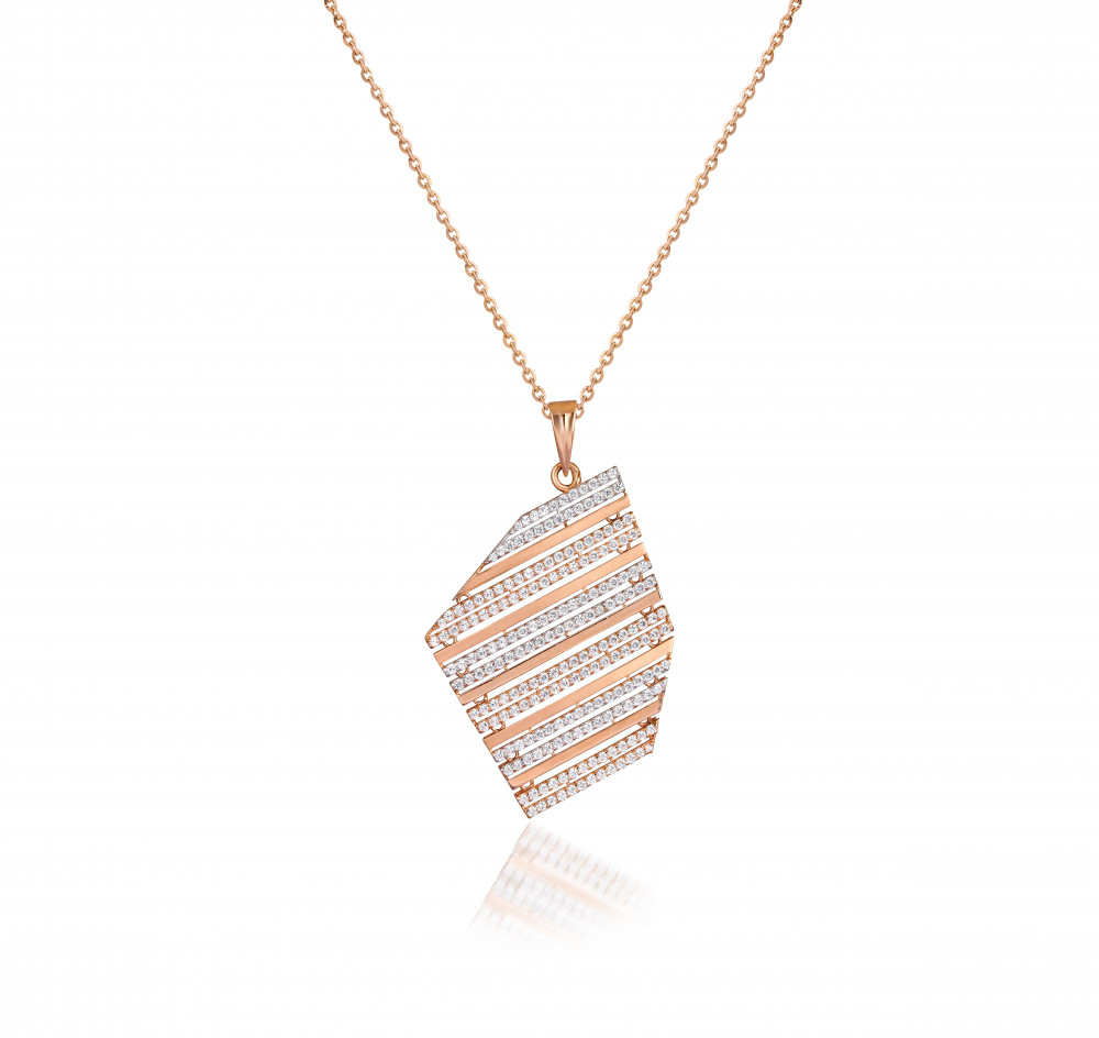 Image of Rose Gold CZ Diamond Striped Pendant