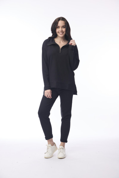 1/4 Zip Collar Pullover Black