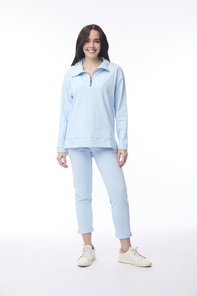 1/4 Zip Collar Pullover Ice Denim